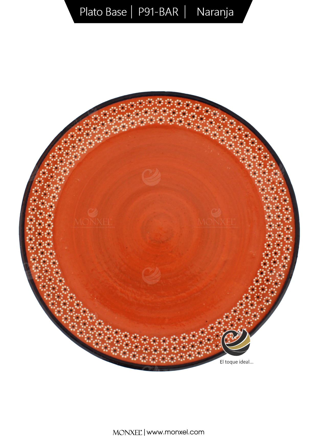 Plato Base P91-BAR Naranja 33 cm. (Barro)