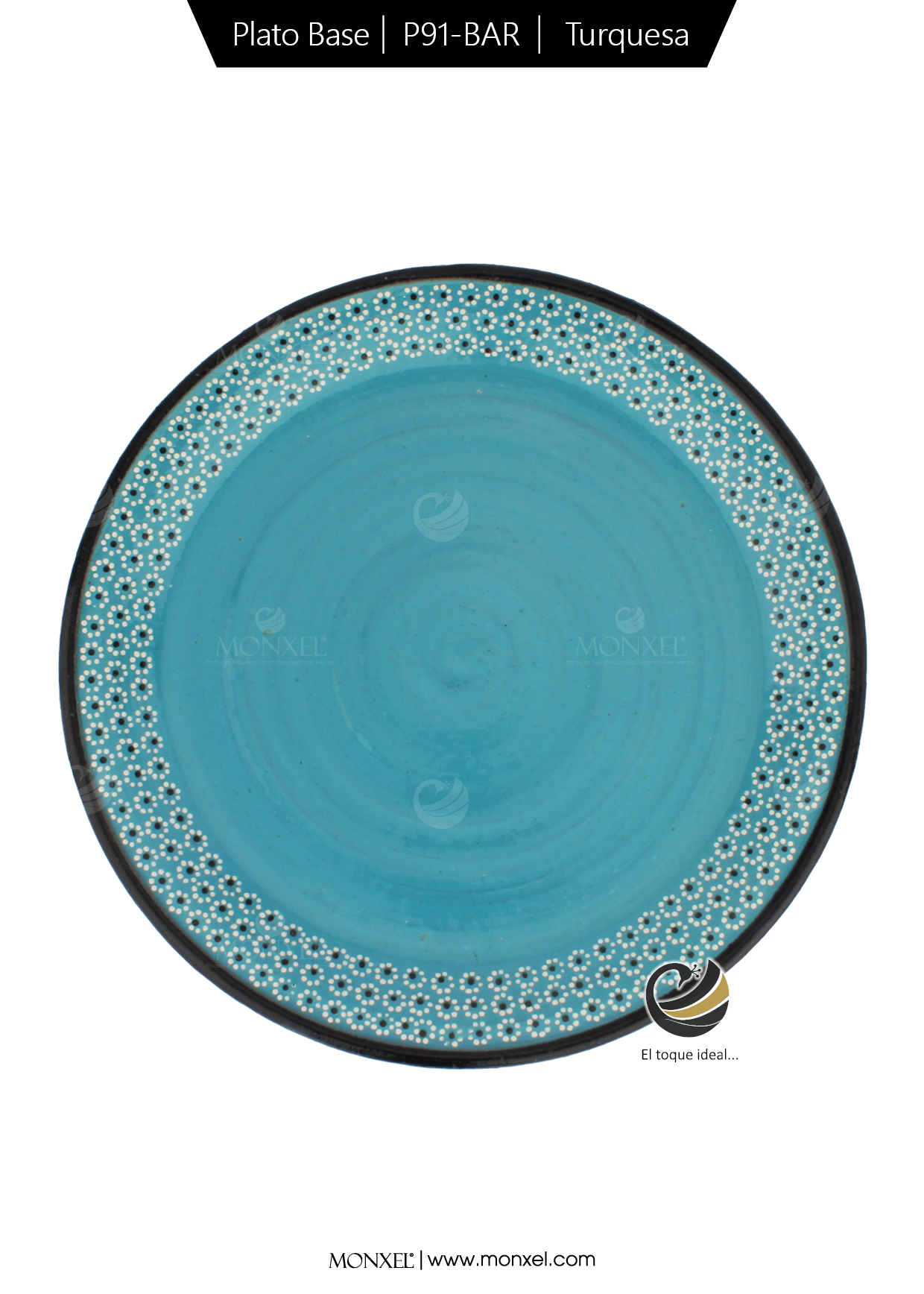 Plato Base P91-BAR Turquesa 33 cm. (Barro)