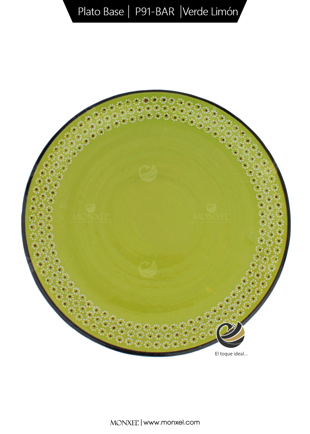 Plato Base P91-BAR Verde Limón 33 cm. (Barro)