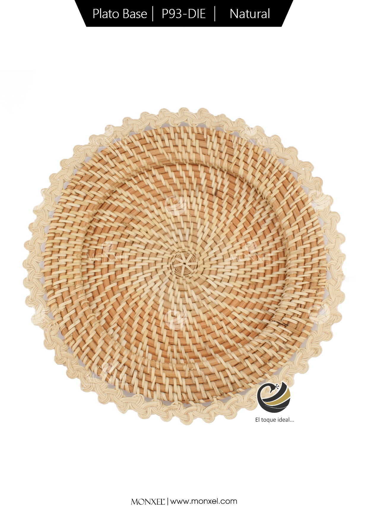 Plato Base P93-DIE Natural 32.5cm. (Ratán Natural)
