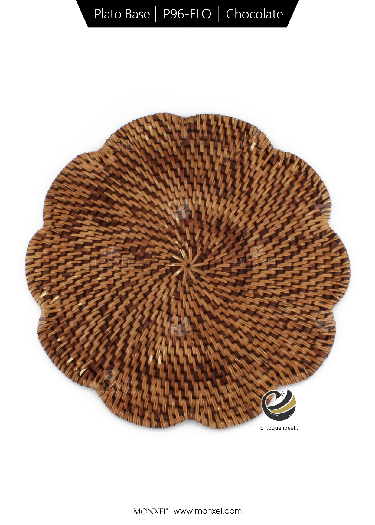 Plato Base P96-FLO Chocolate 31cm. (Ratán Natural)
