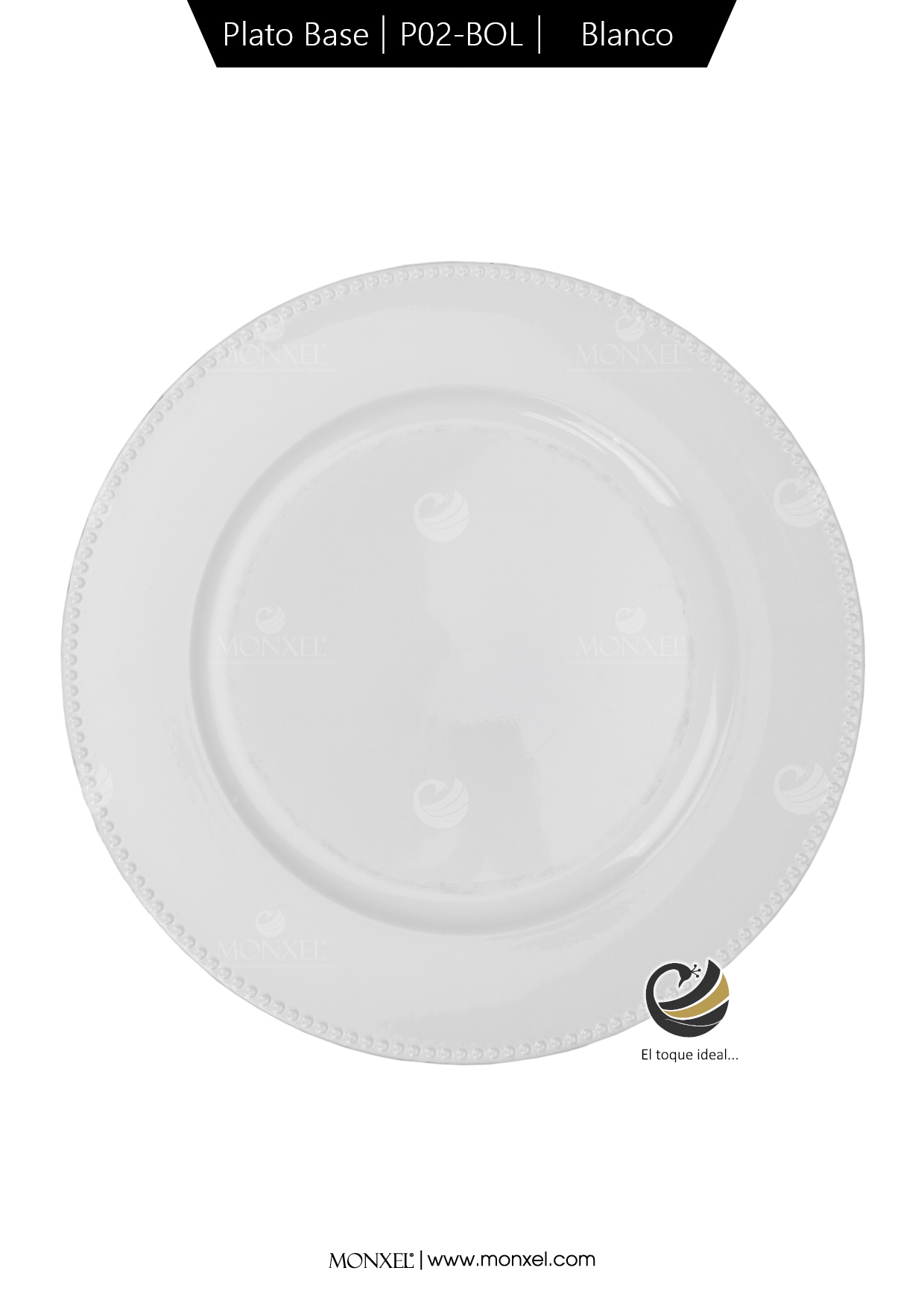 Plato Base P02-BOL Blanco 33 cm. (Polipropileno)