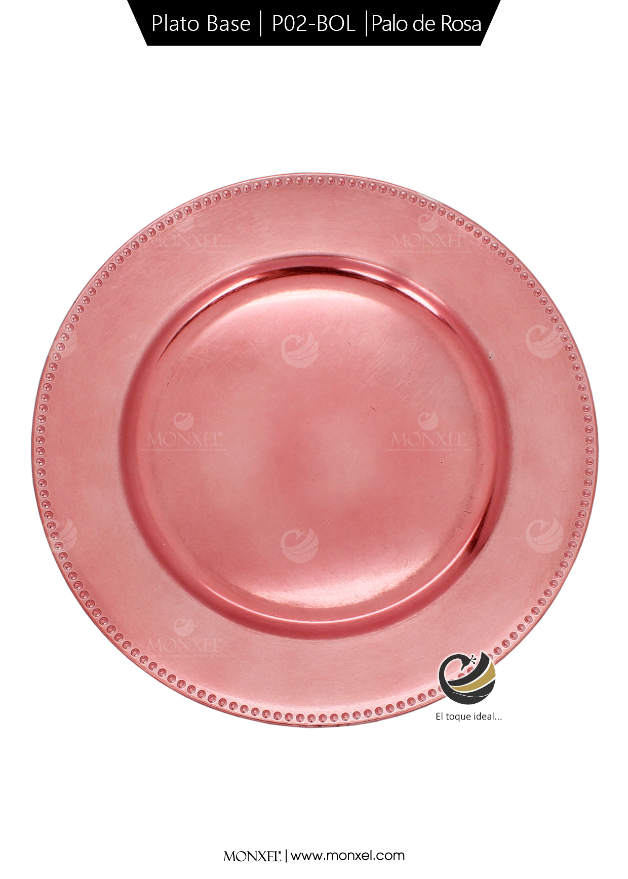 Plato Base P02-BOL Palo de Rosa 33 cm. (Polipropileno)