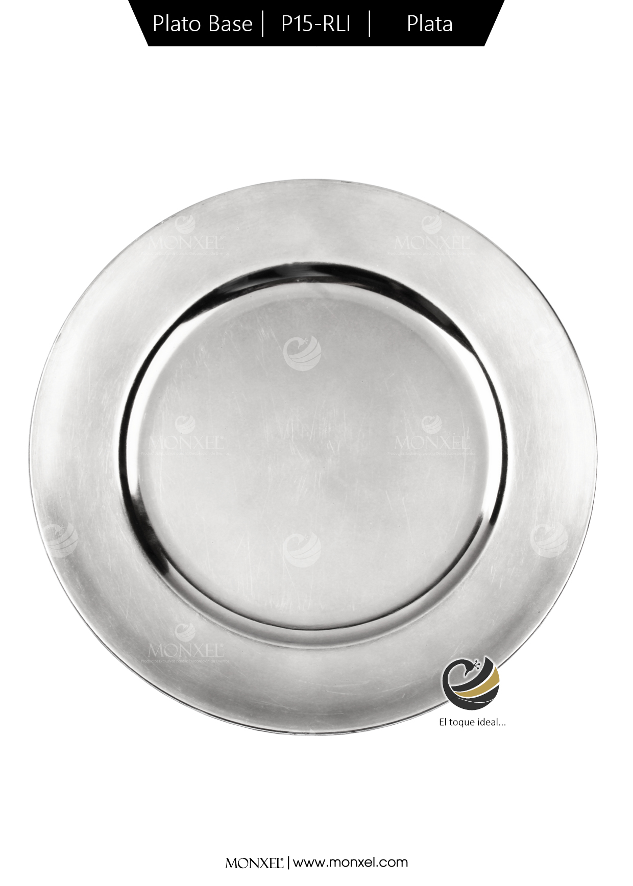 Plato Base P15-RLI Plata 33 cm. (Polipropileno)