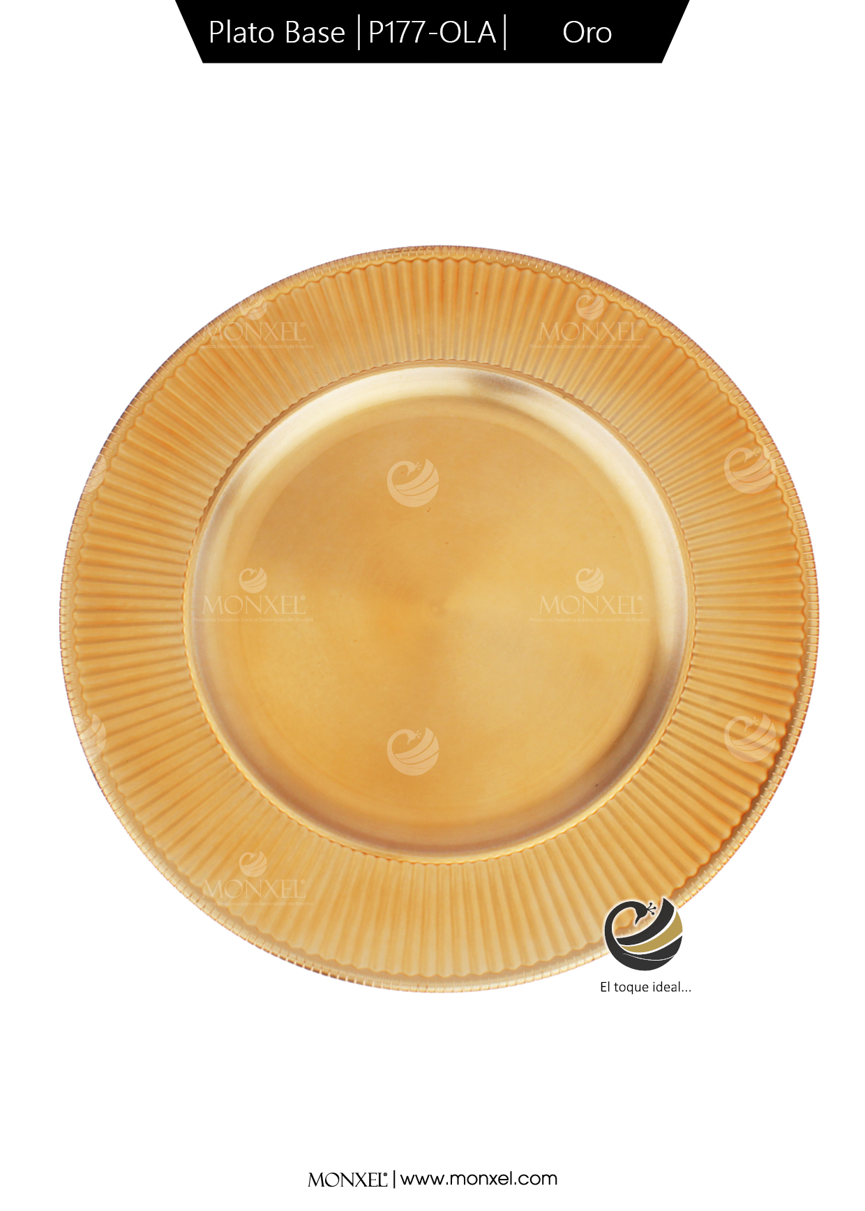Plato Base P177-OLA Oro 33 cm. (Polipropileno)
