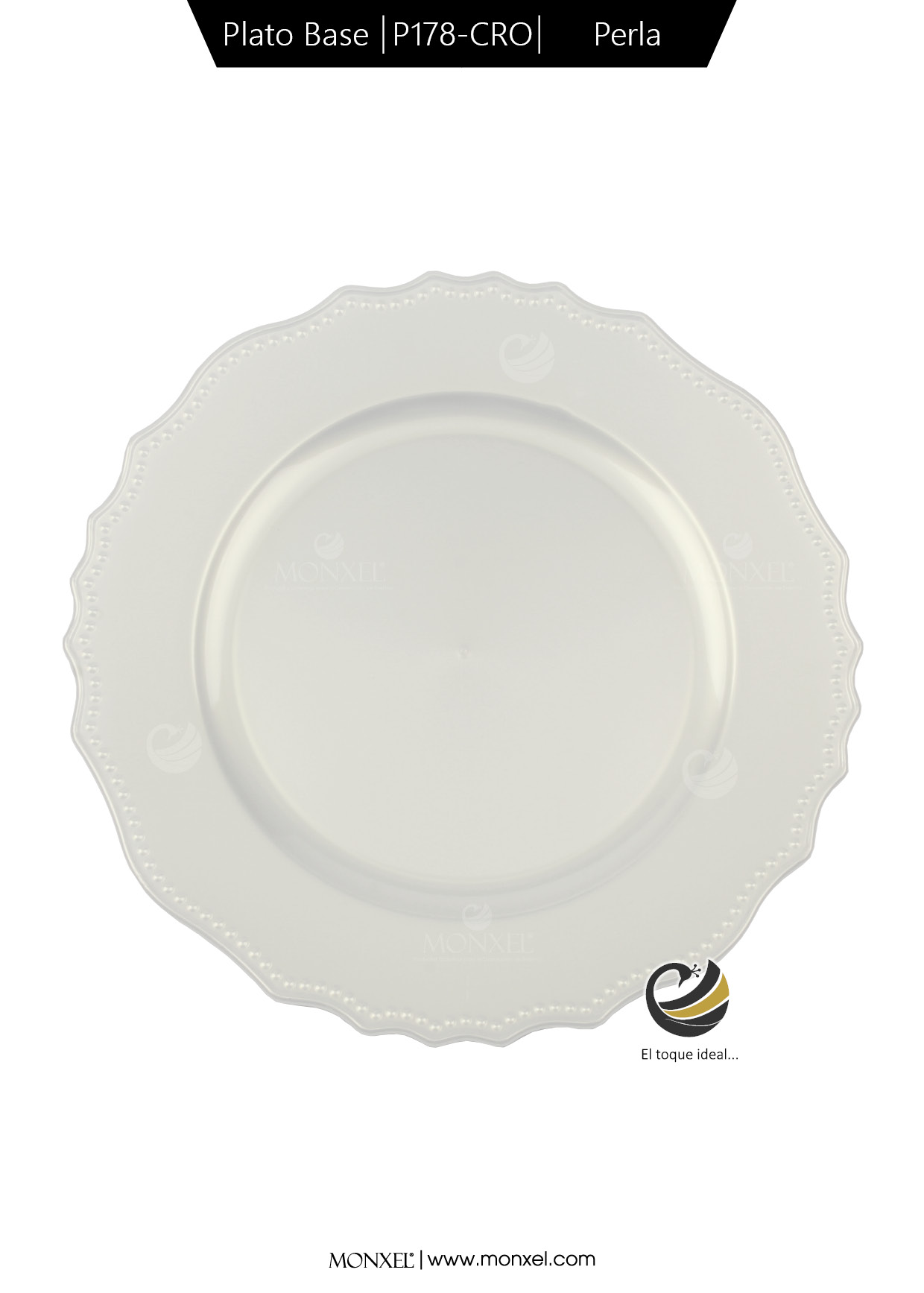 Plato Base P178-CRO Perla 33 cm. (Polipropileno)