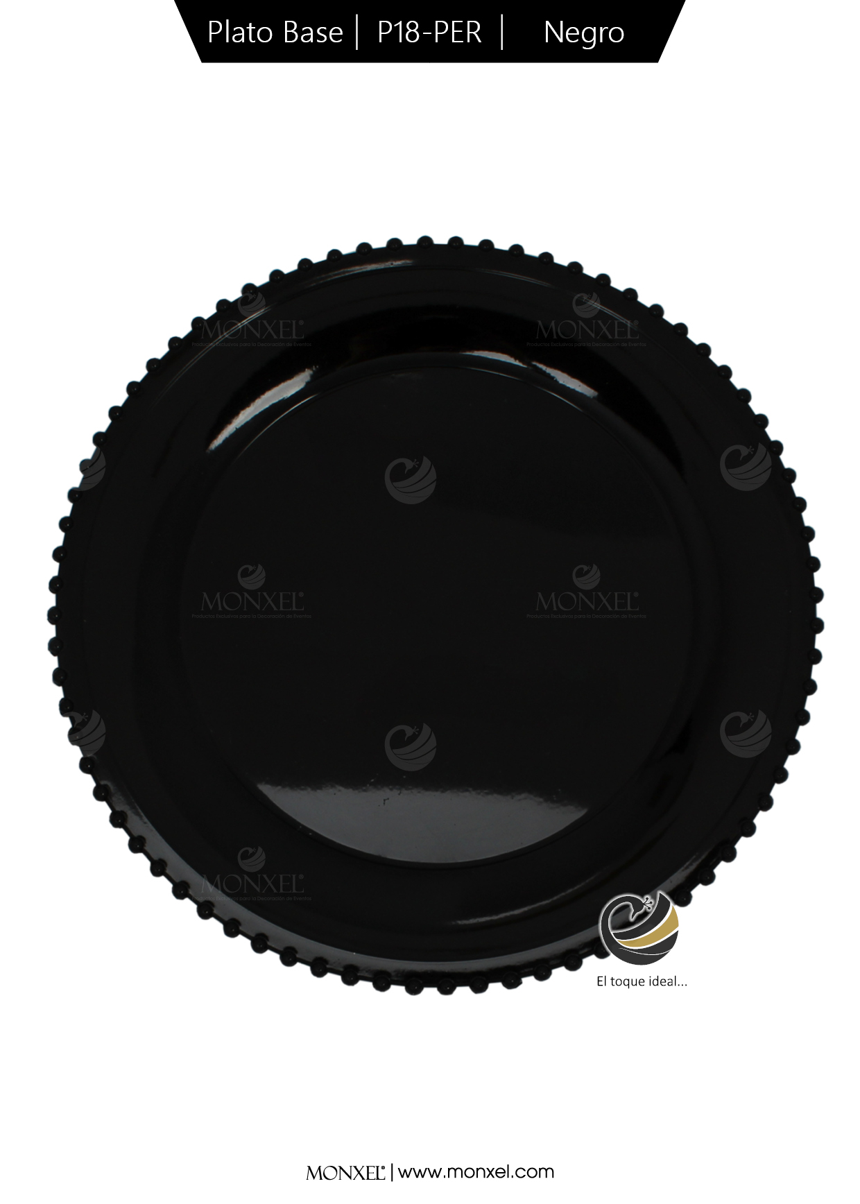 Plato Base P18-PER Negro 33 cm. (Polipropileno)