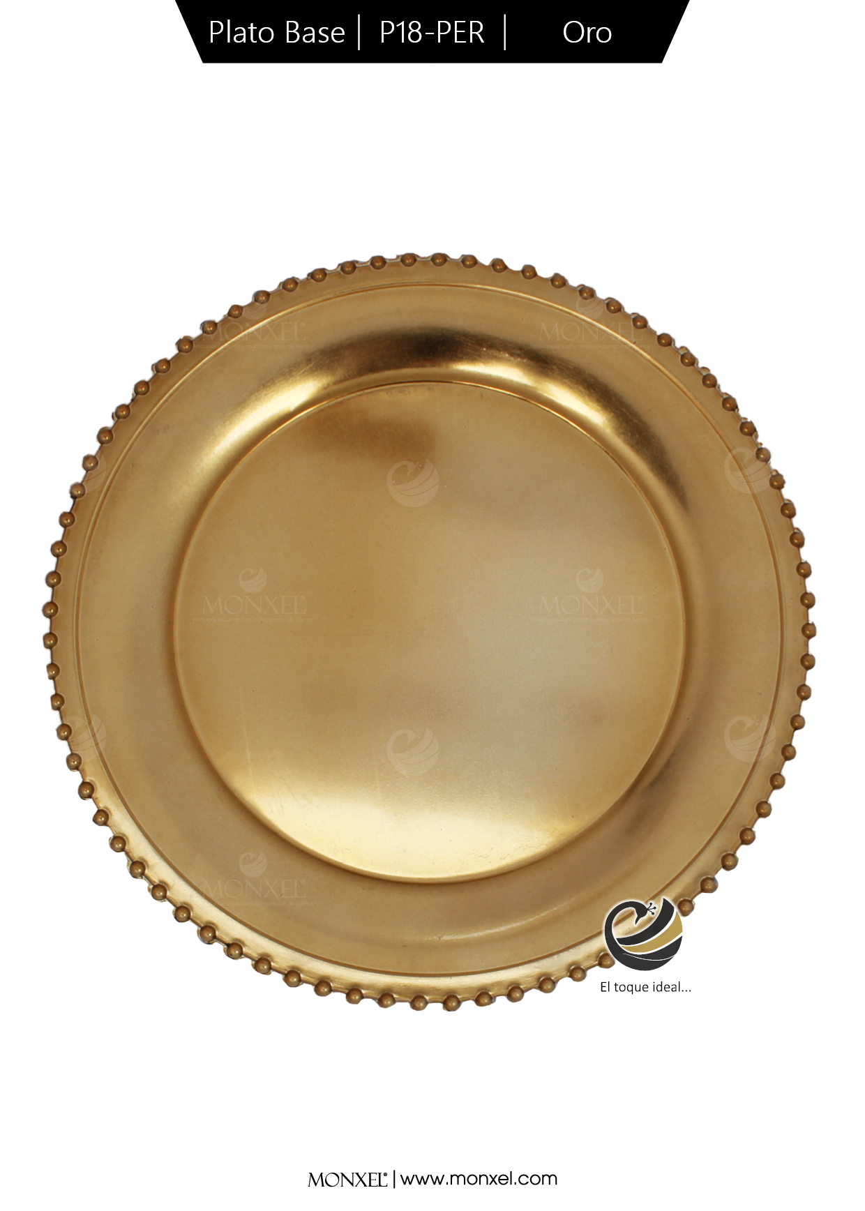 Plato Base P18-PER Oro 33 cm. (Polipropileno)
