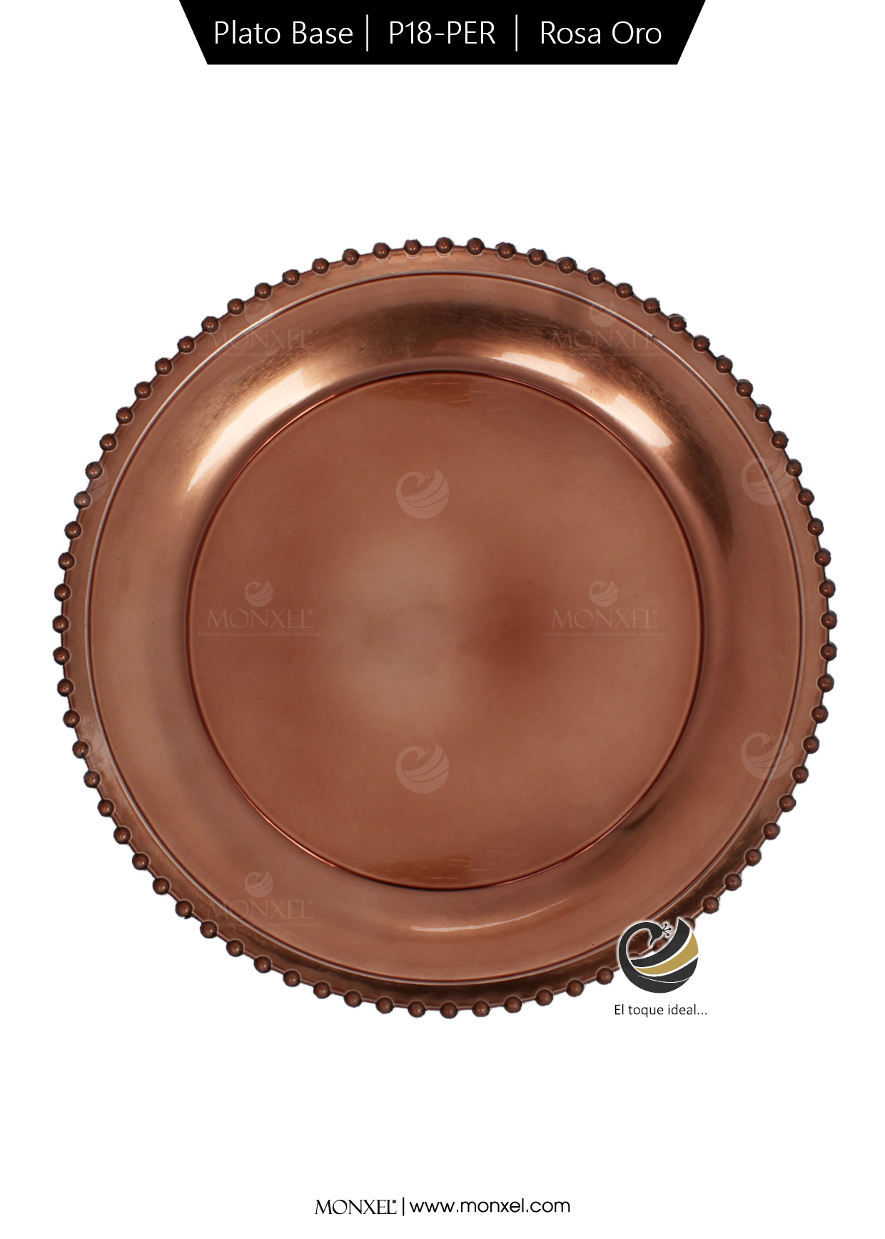 Plato Base P18-PER Rosa Oro 33 cm. (Polipropileno)