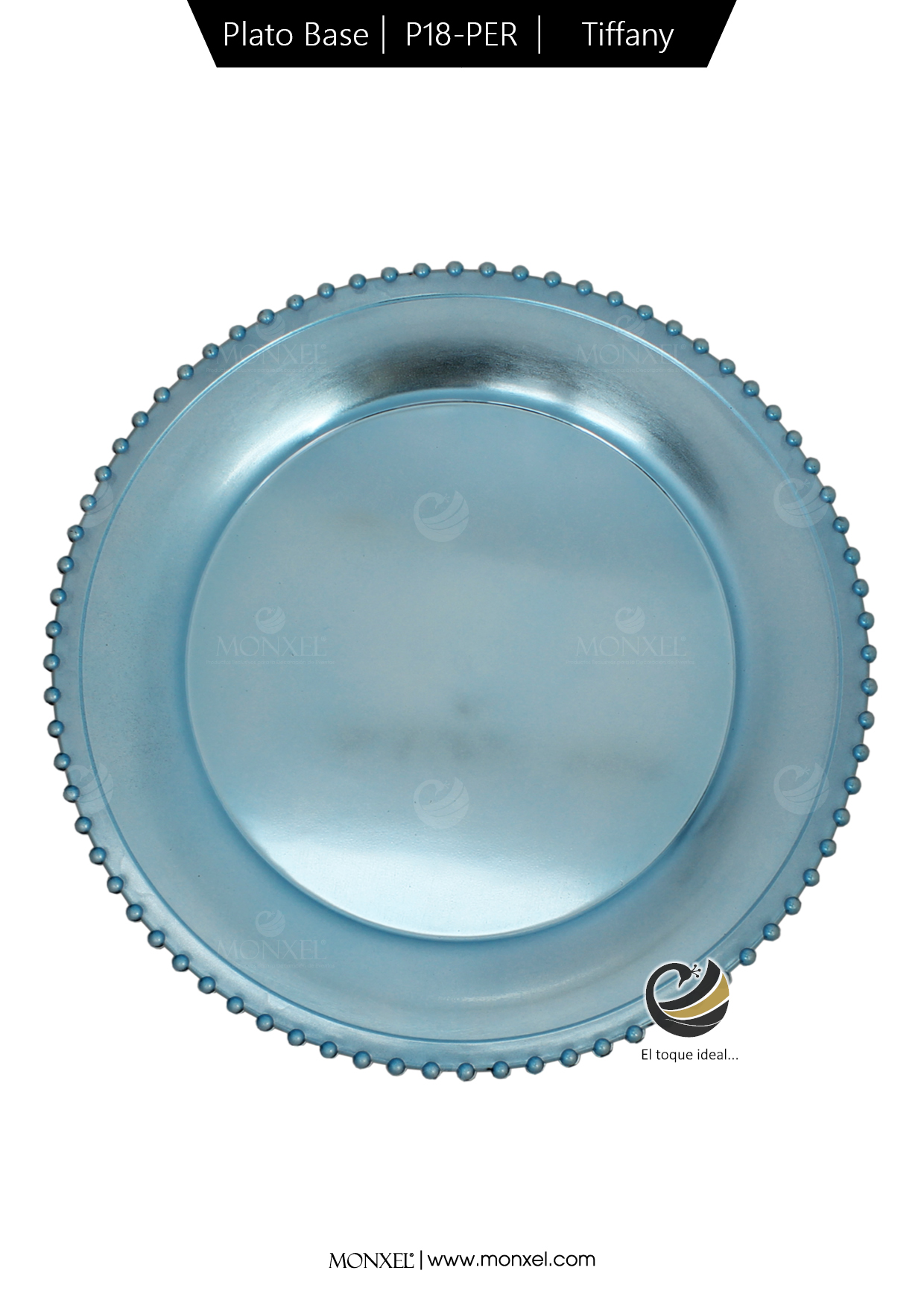 Plato Base P18-PER Azul Tiffany 33 cm. (Polipropileno)