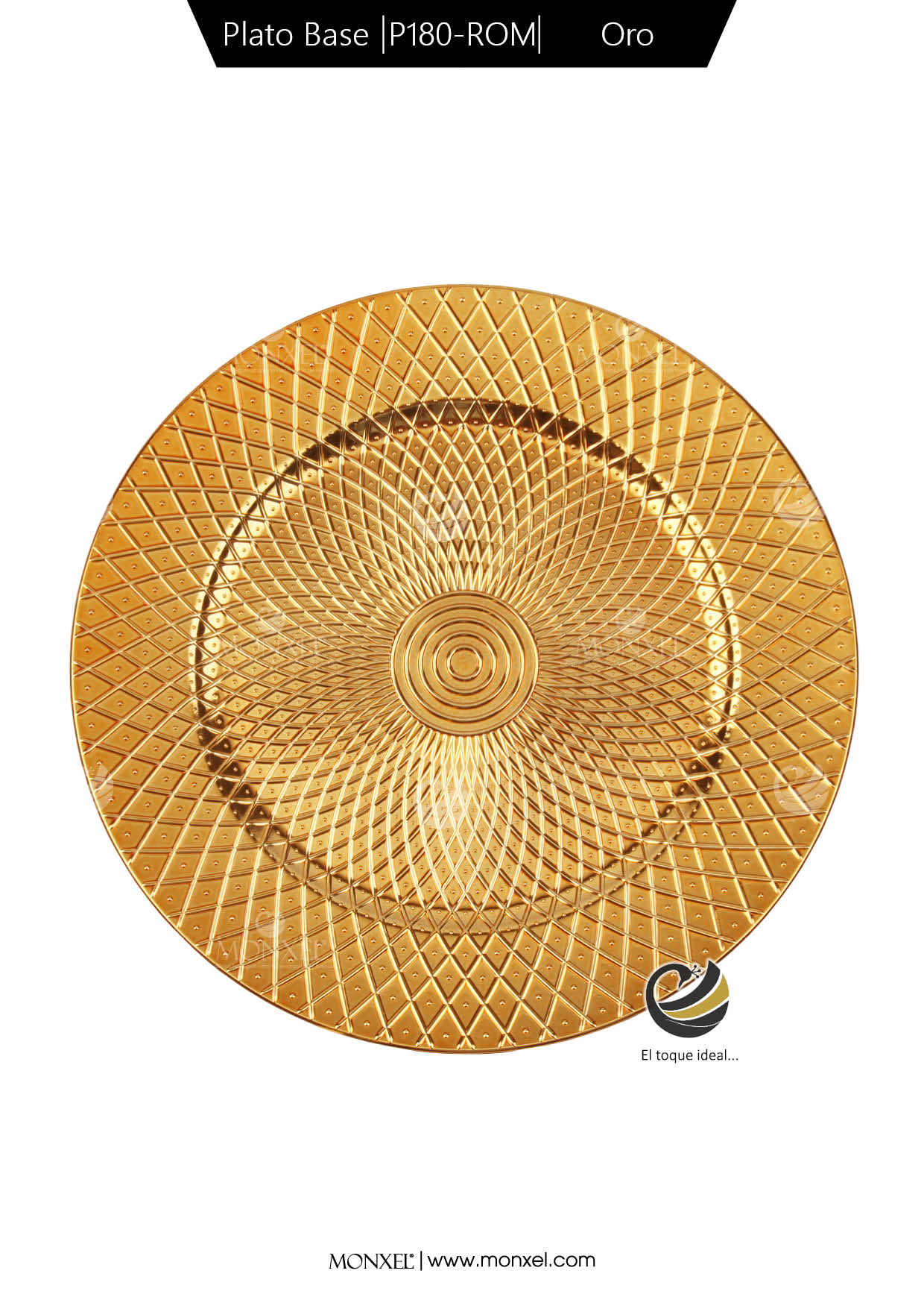 Plato Base P180-ROM Oro 33 cm. (Polipropileno)