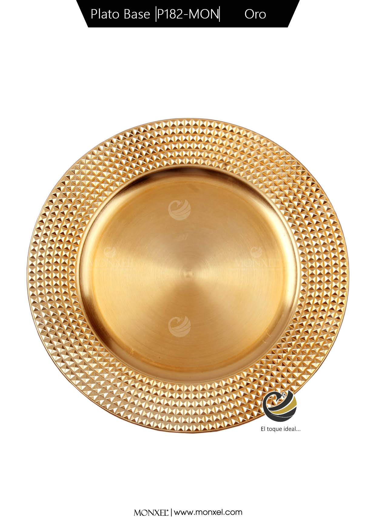 Plato Base P182-MON Oro 33 cm. (Polipropileno)
