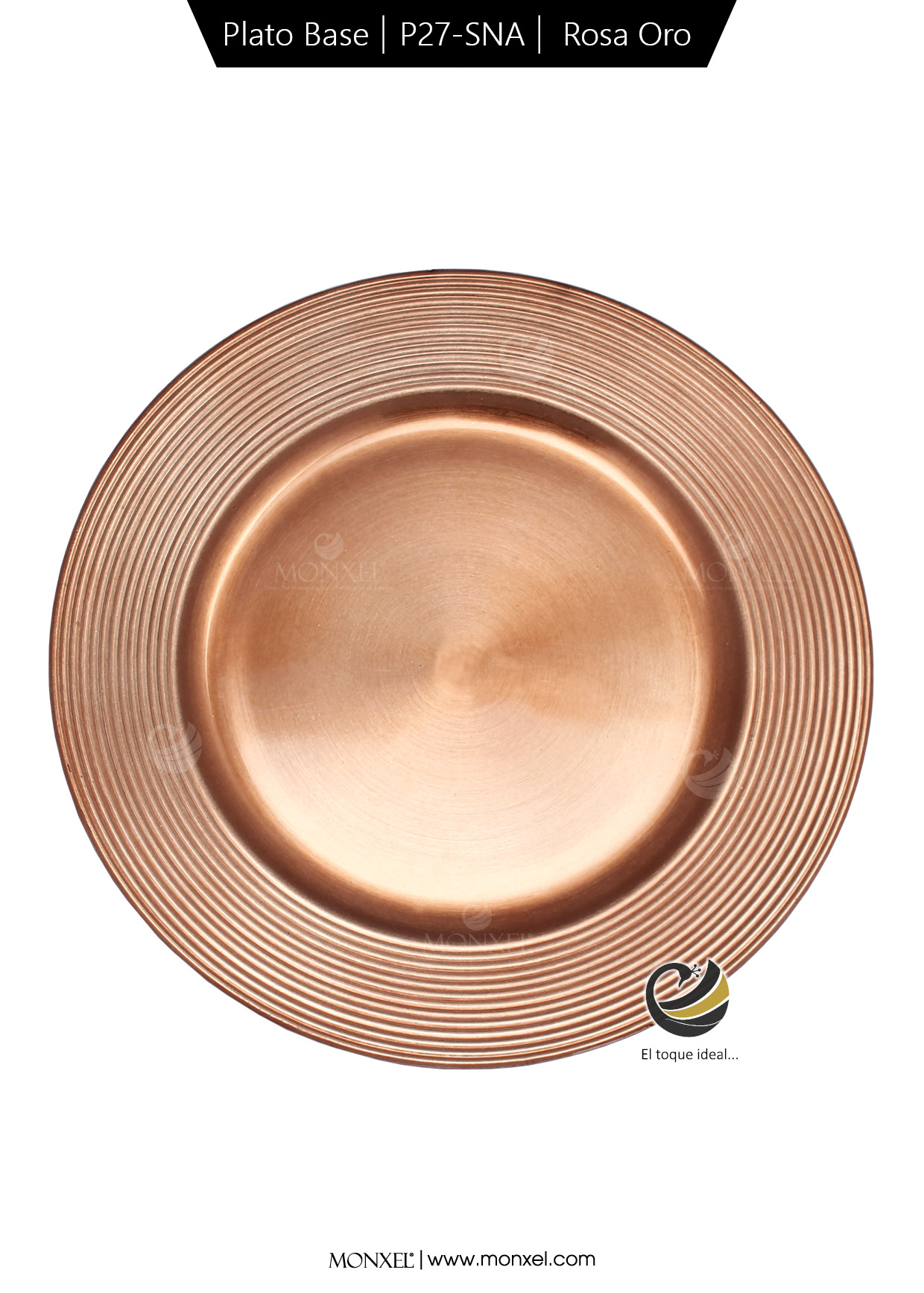 Plato Base P27-SNA Rosa Oro 33 cm. (Polipropileno)