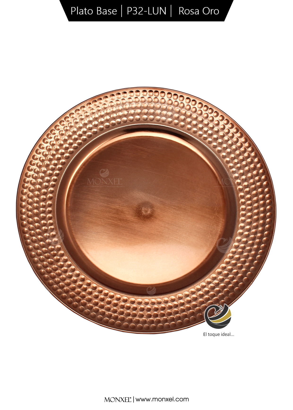 Plato Base P32-LUN Rosa Oro 33 cm. (Polipropileno)