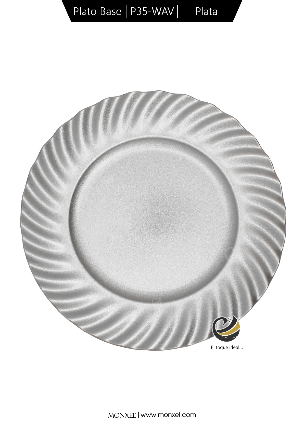 Plato Base P35-WAV Plata 33 cm. (Polipropileno)