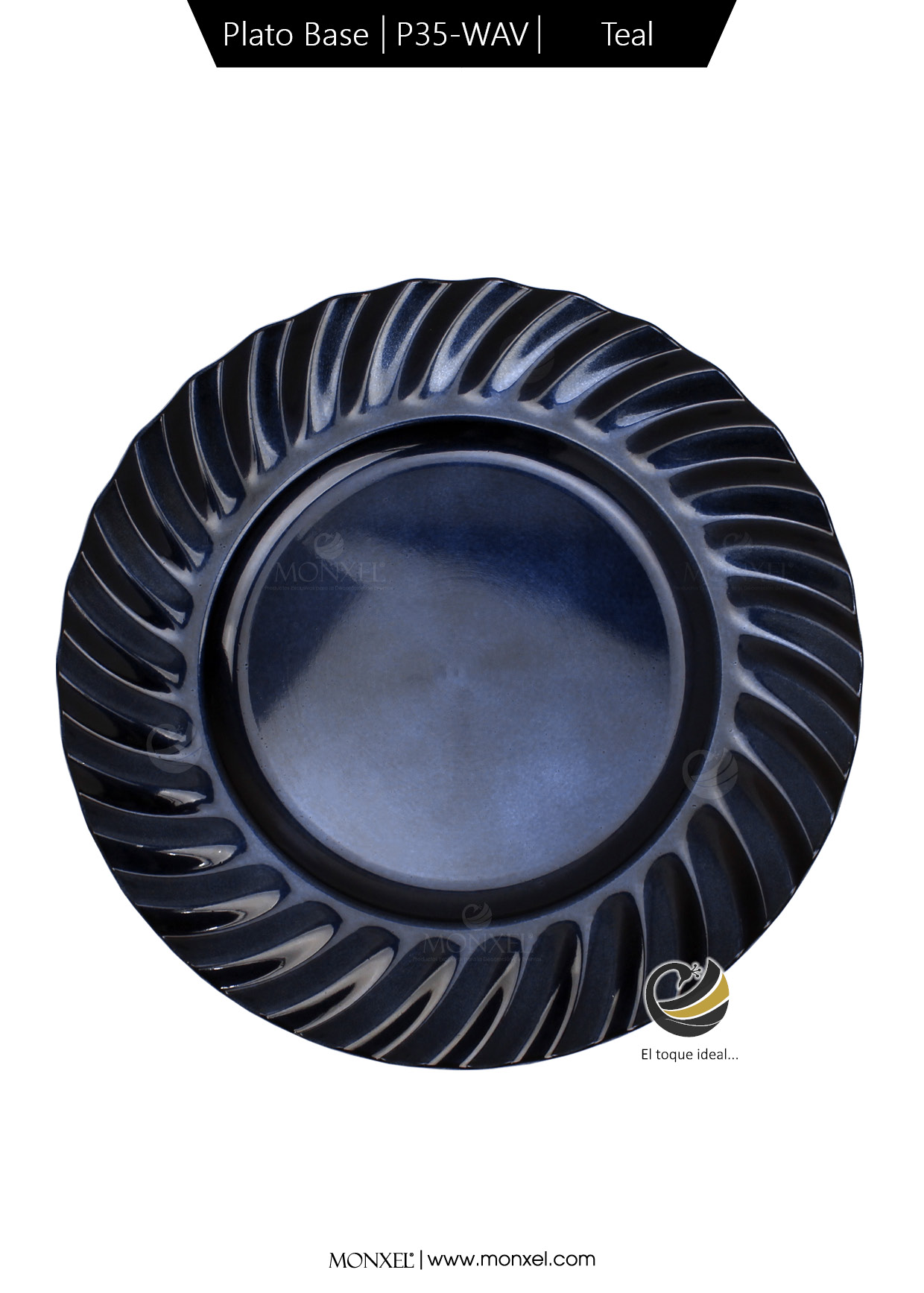 Plato Base P35-WAV Teal 33 cm. (Polipropileno)