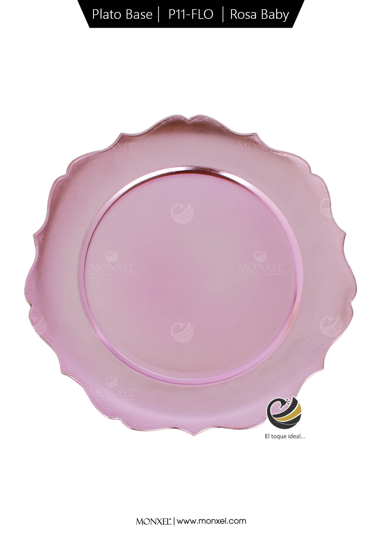 Plato Base P11-FLO Rosa Baby 33 cm. (Polipropileno)