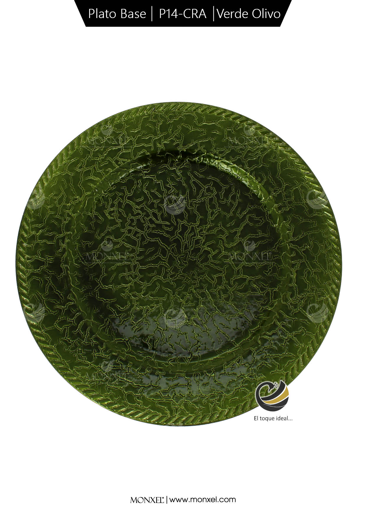 Plato Base P14-CRA Verde Olivo 33 cm. (Polipropileno)