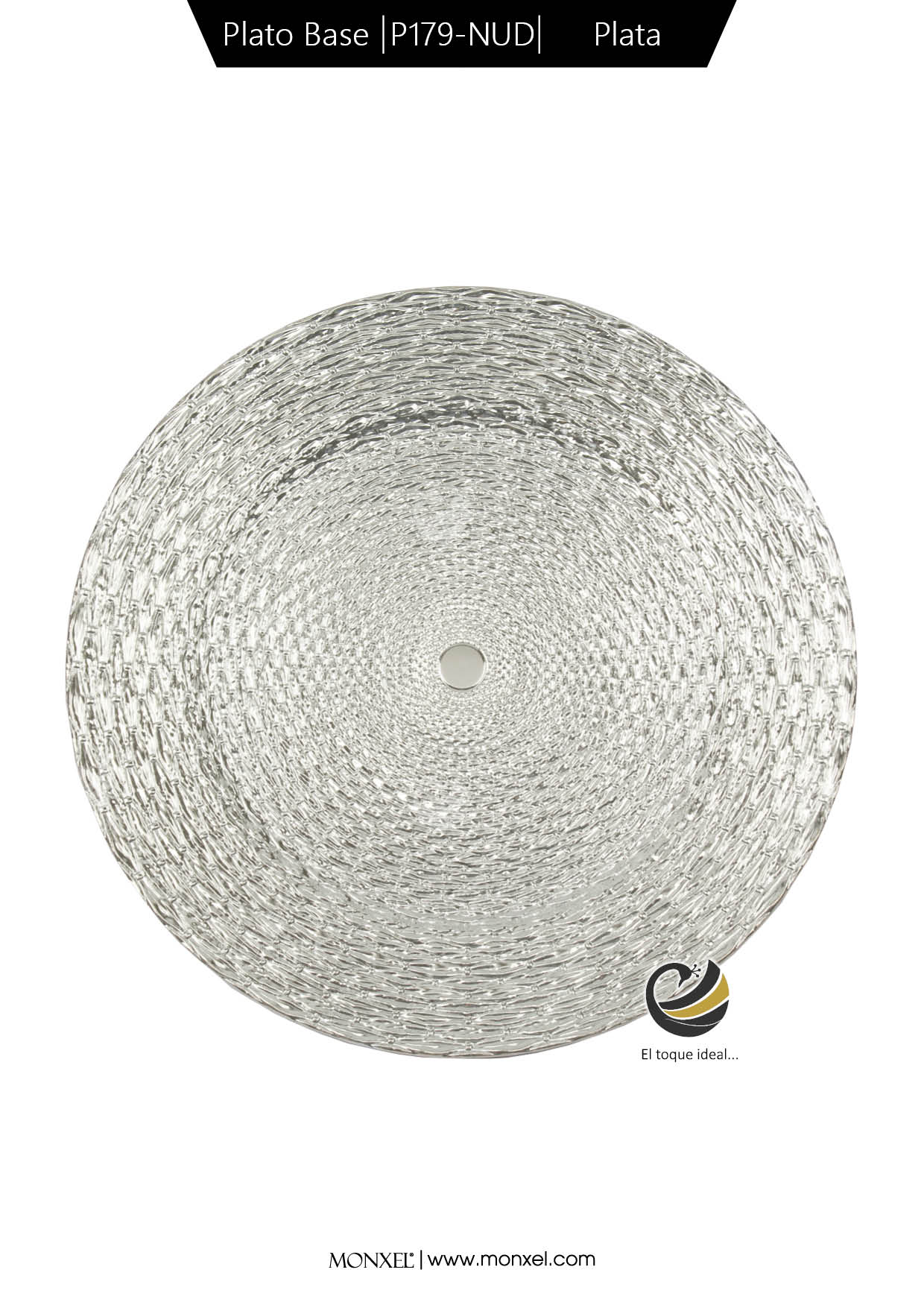 Plato Base P179-NUD Plata 33 cm. (Polipropileno)