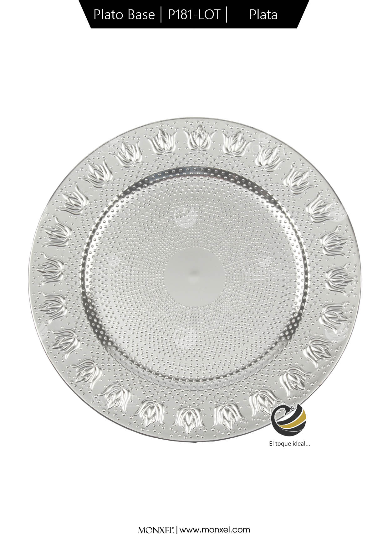 Plato Base P181-LOT Plata 33 cm. (Polipropileno)