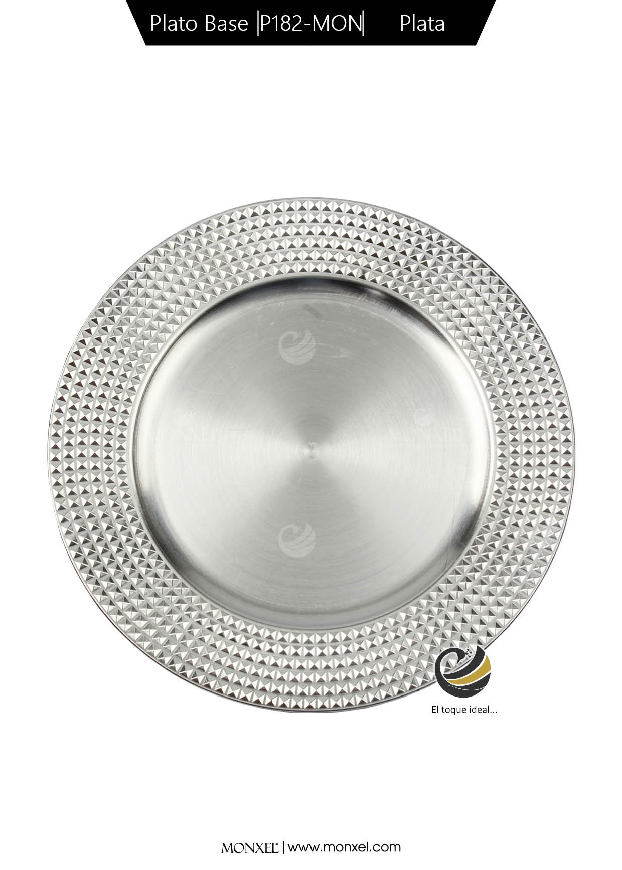 Plato Base P182-MON Plata 33 cm. (Polipropileno)