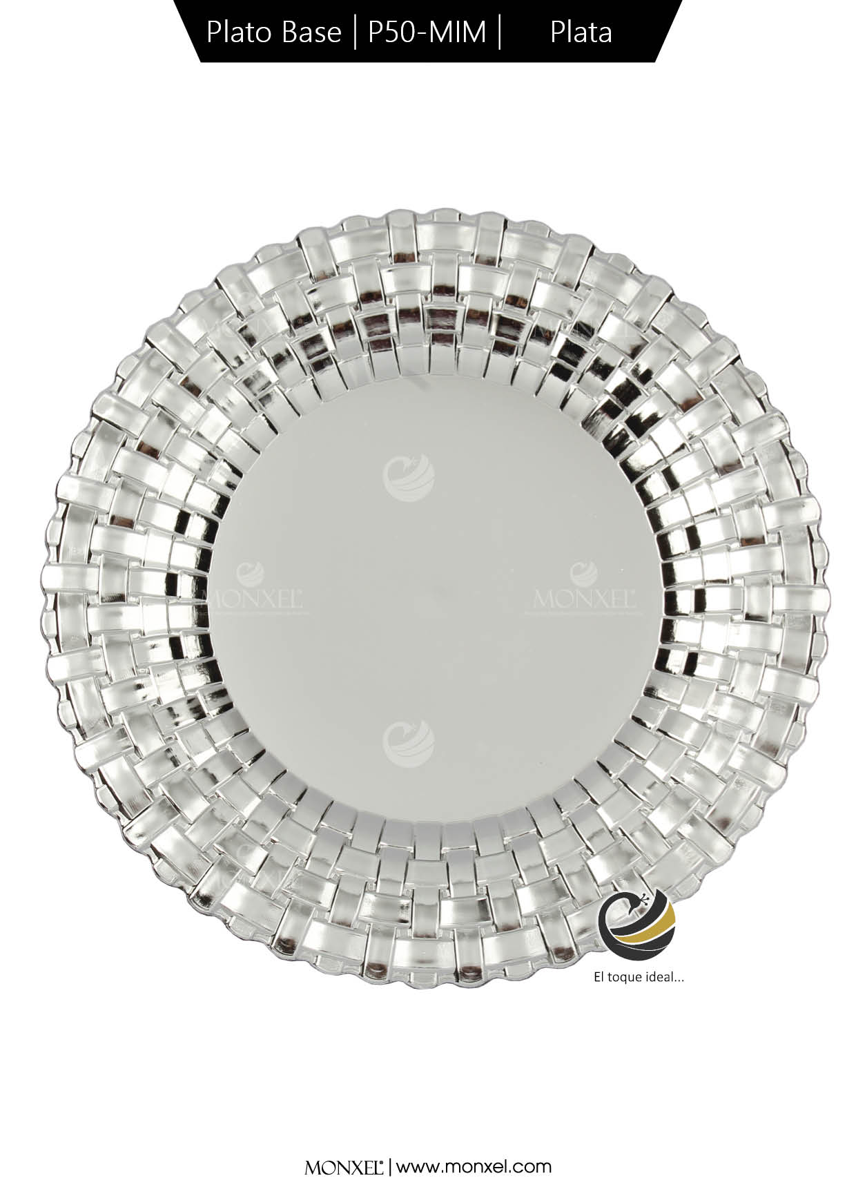 Plato Base P50-MIM Plata 33 cm. (Polipropileno)