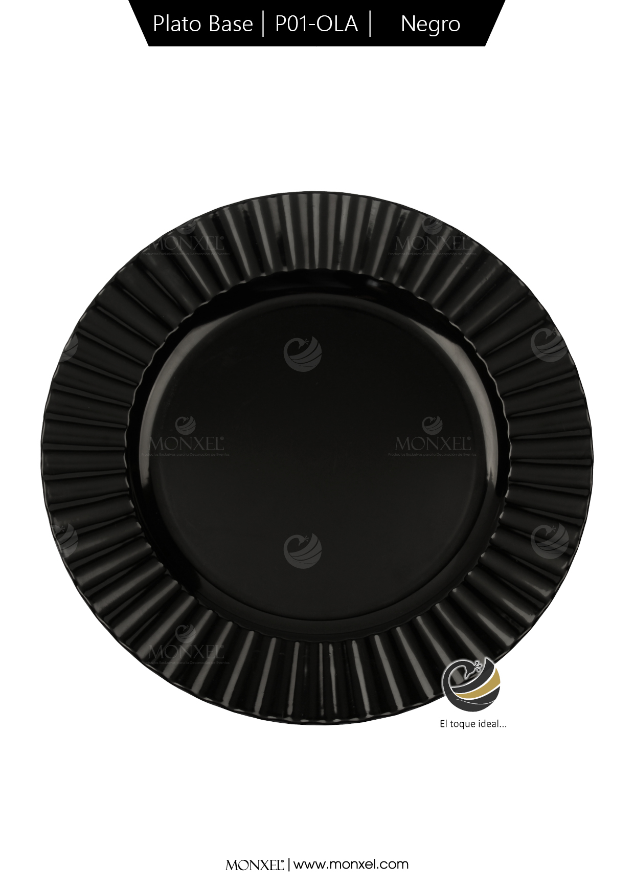 Plato Base P01-OLA Negro 33 cm. (Polipropileno)