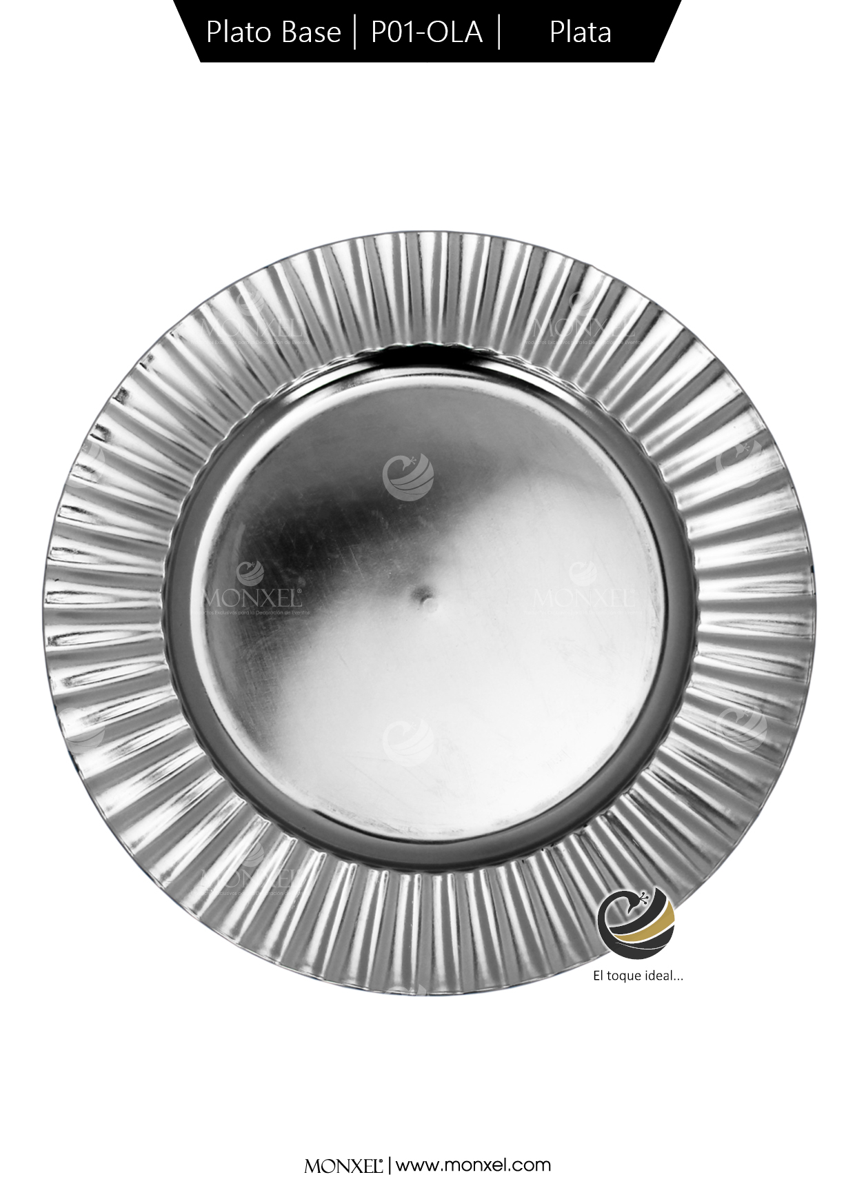 Plato Base P01-OLA Plata 33 cm. (Polipropileno)
