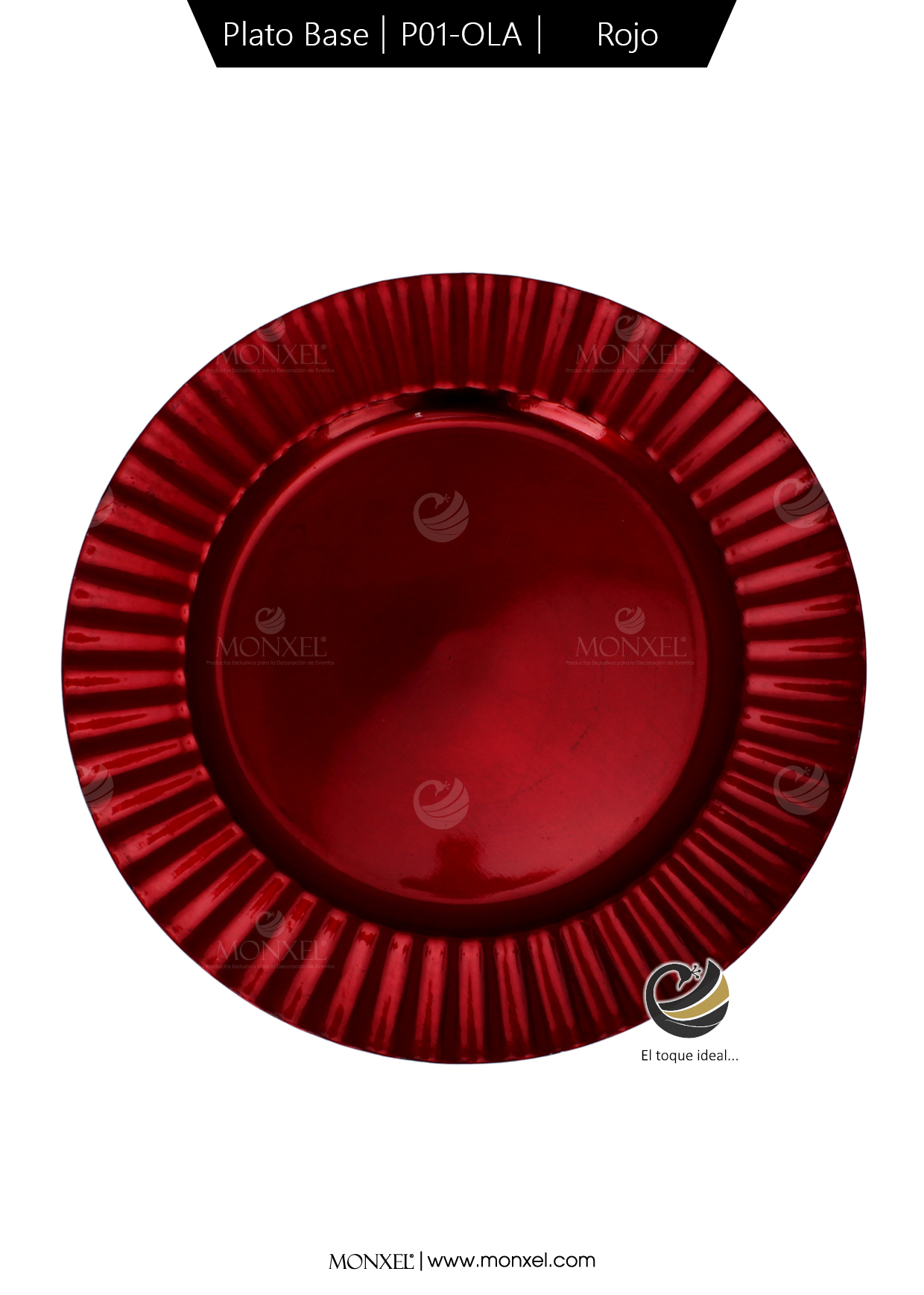 Plato Base P01-OLA Rojo 33 cm. (Polipropileno)