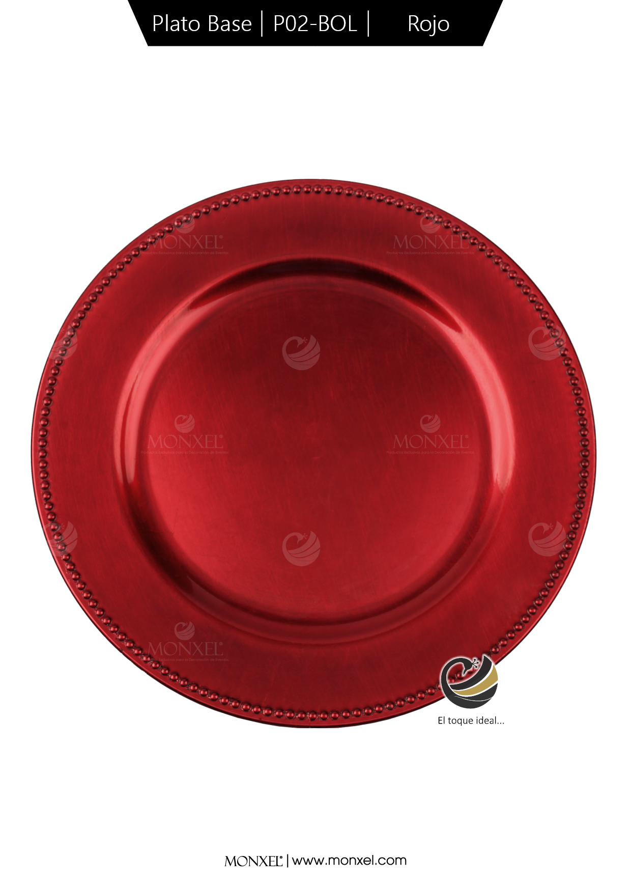 Plato Base P02-BOL Rojo 33 cm. (Polipropileno)