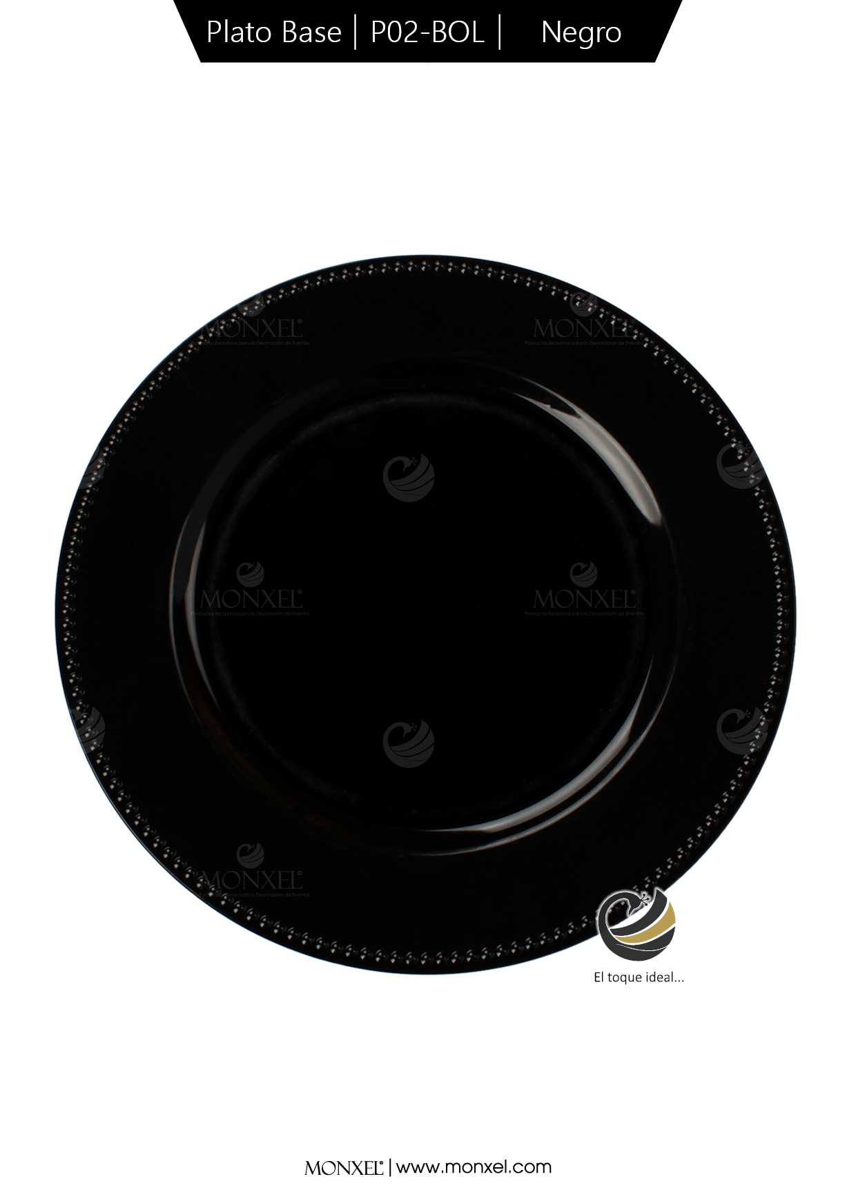 Plato Base P02-BOL Negro 33 cm. (Polipropileno)