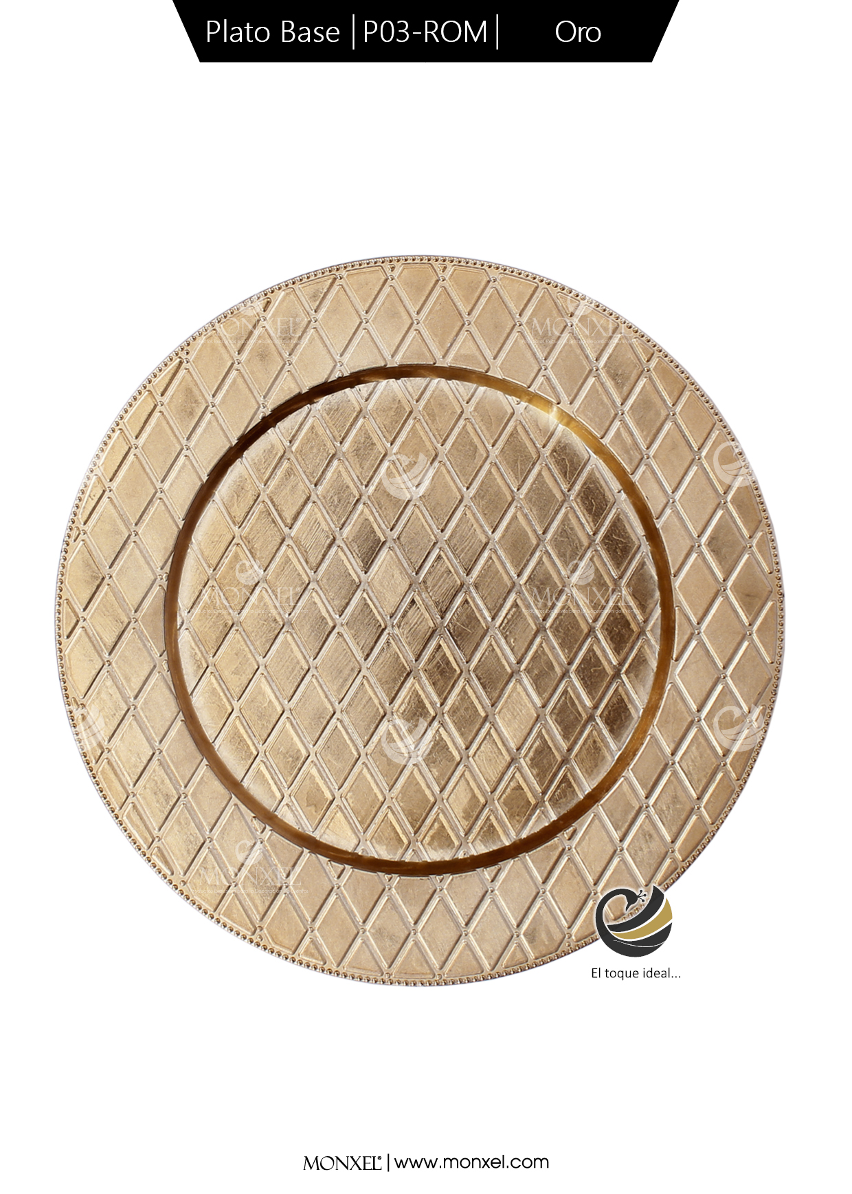 Plato Base P03-ROM Oro 33 cm. (Polipropileno)