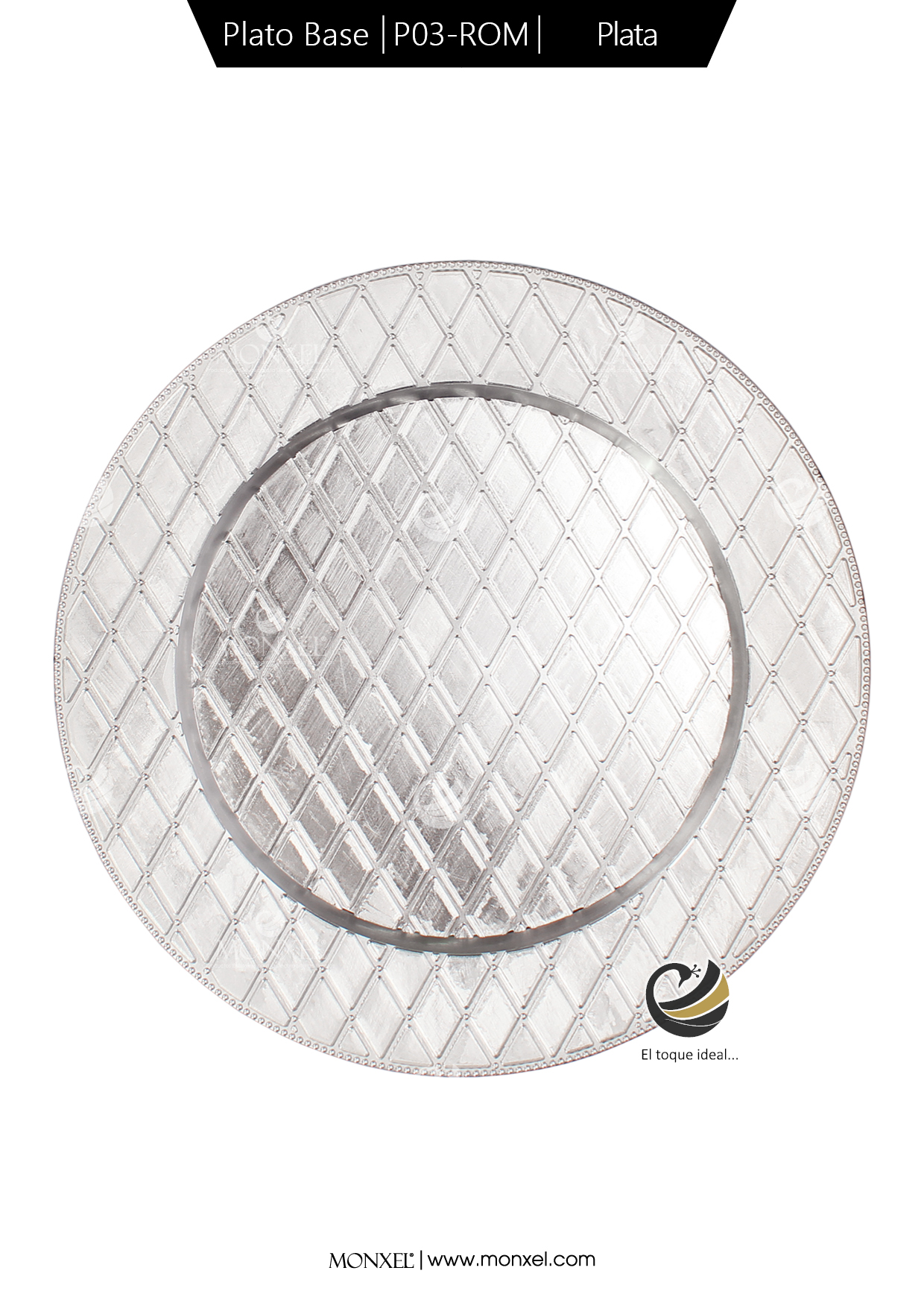 Plato Base P03-ROM Plata 33 cm. (Polipropileno)