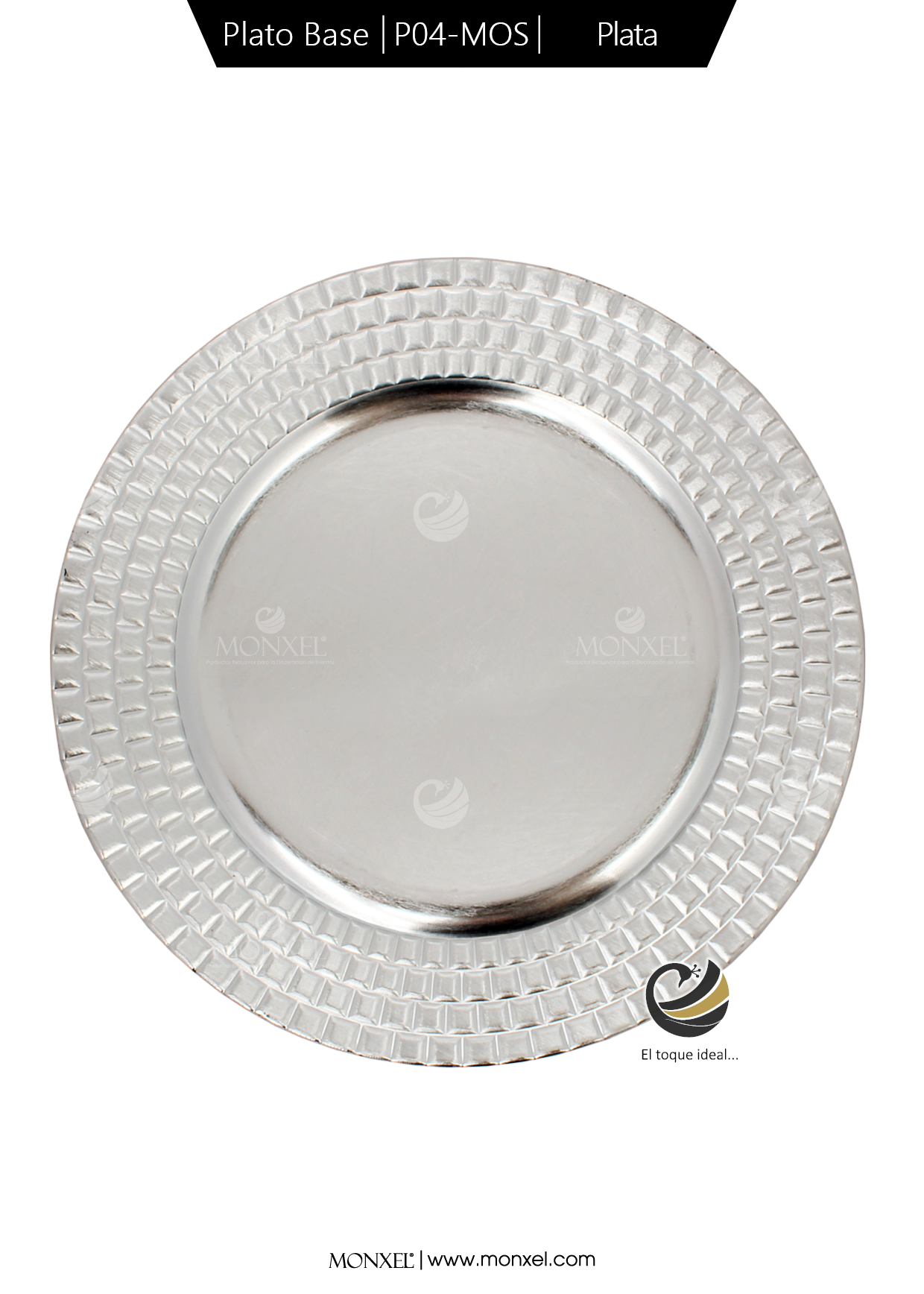 Plato Base P04-MOS Plata 33 cm. (Polipropileno)