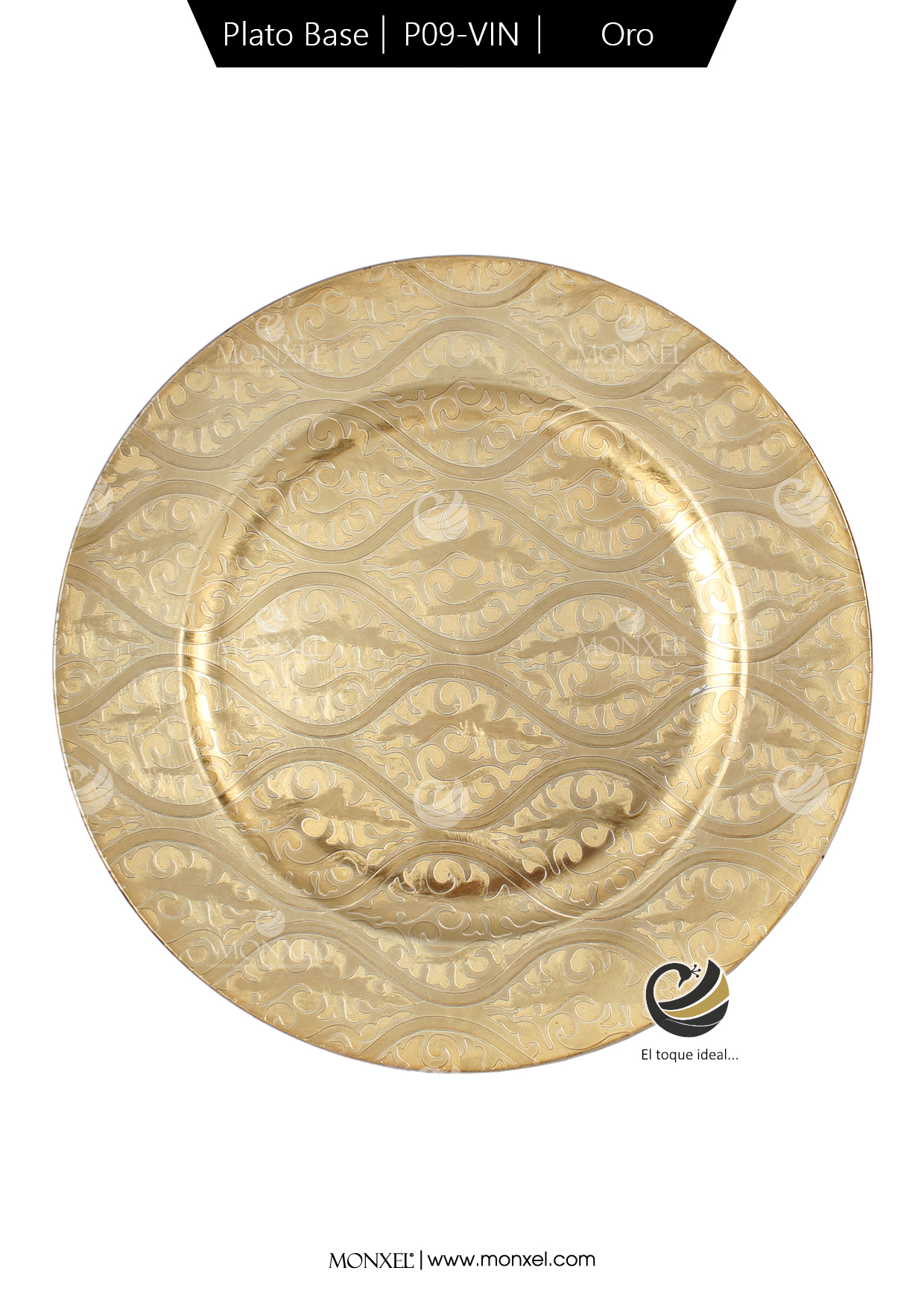 Plato Base P09-VIN Oro 33 cm. (Polipropileno)