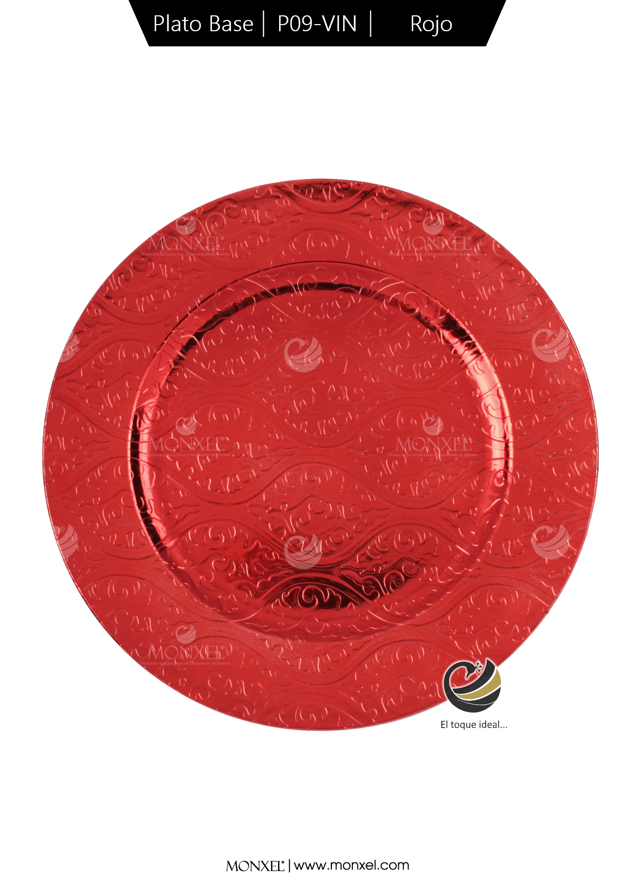 Plato Base P09-VIN Rojo 33 cm. (Polipropileno)