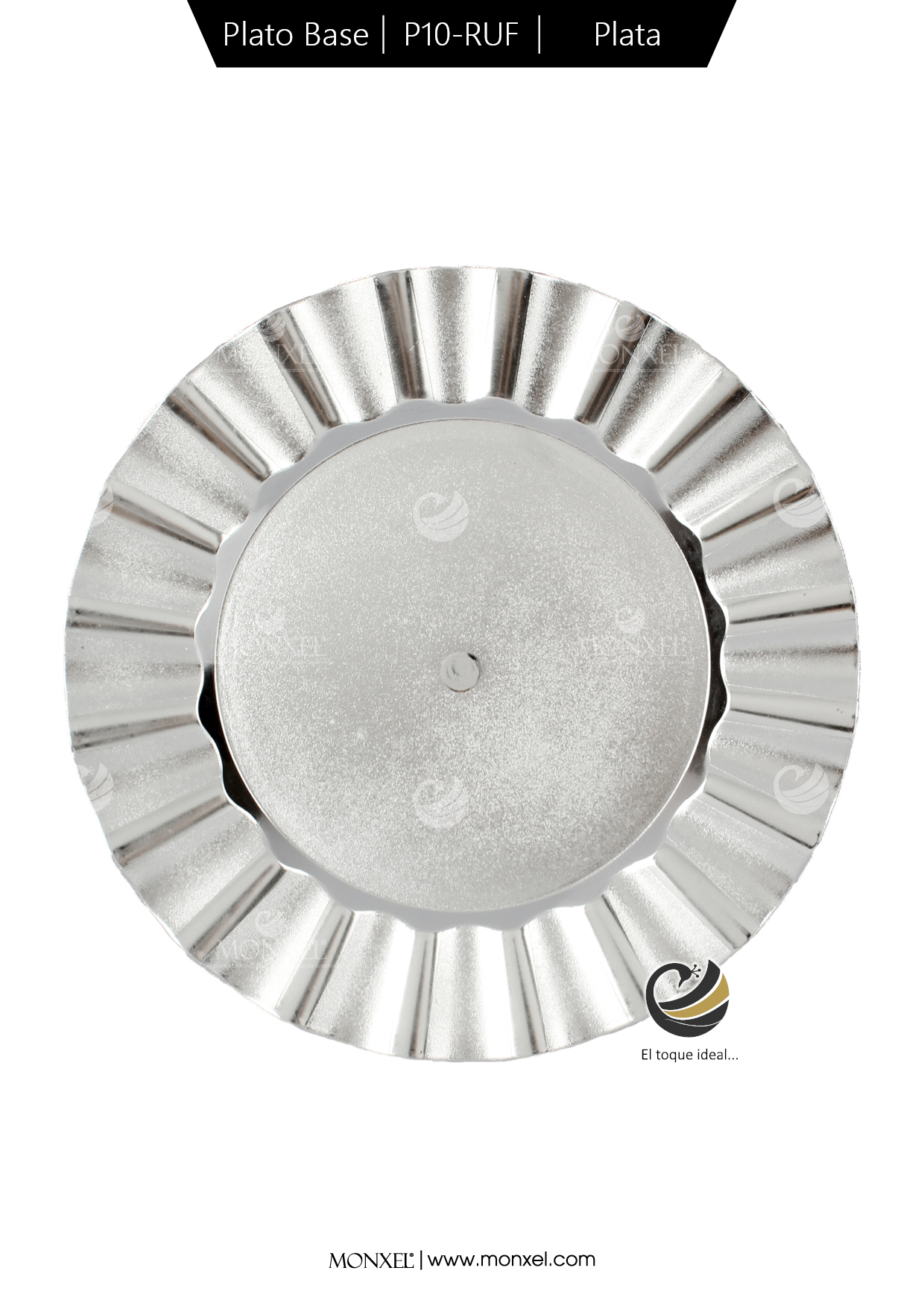 Plato Base P10-RUF Plata 33 cm. (Polipropileno)