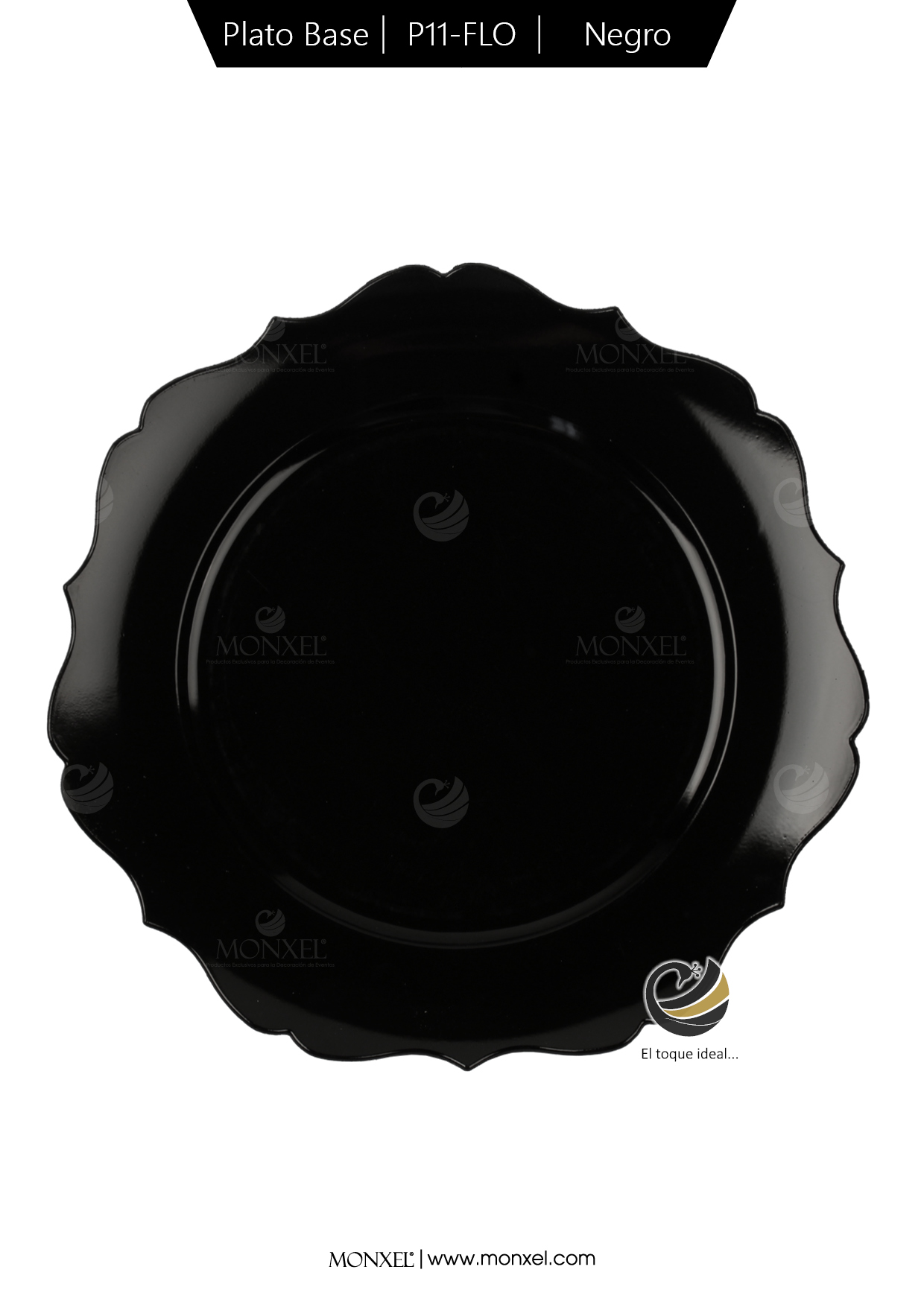 Plato Base P11-FLO Negro 33 cm. (Polipropileno)