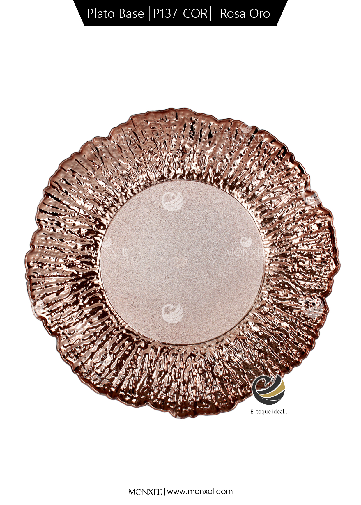 Plato Base P137-COR Rosa Oro 33 cm. (Polipropileno)