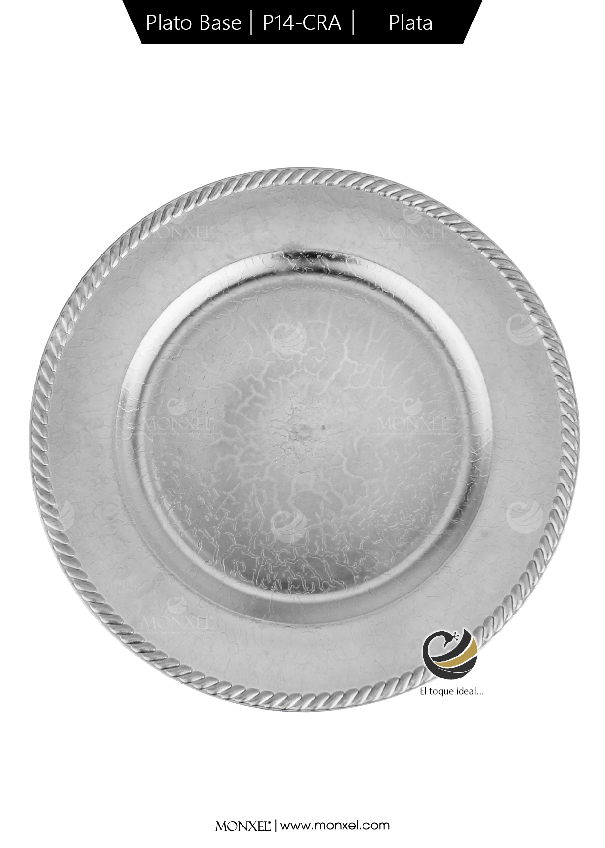 Plato Base P14-CRA Plata 33 cm. (Polipropileno)