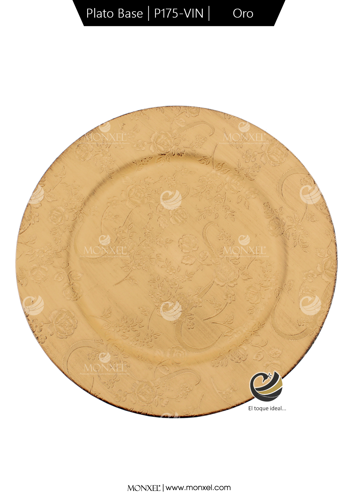 Plato Base P175-VIN Oro 33 cm. (Polipropileno)