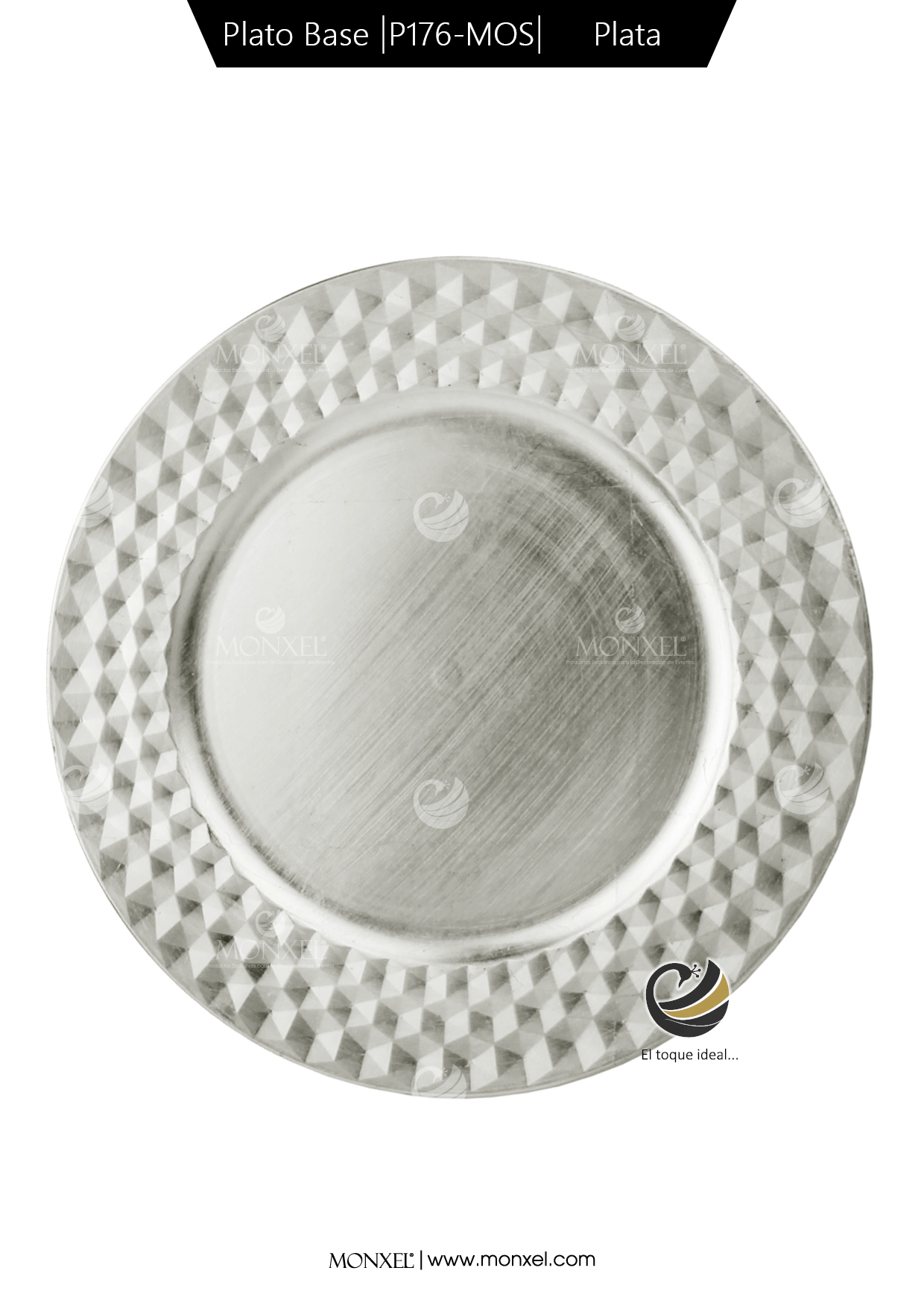 Plato Base P176-MOS Plata 33 cm. (Polipropileno)