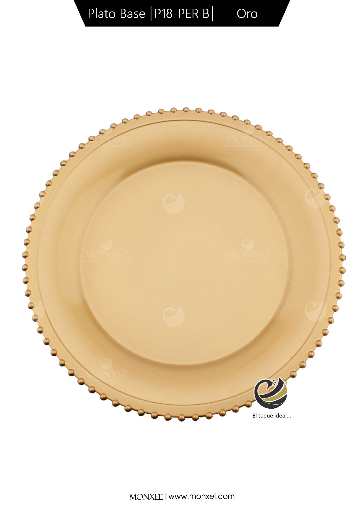 Plato Base P18-PER B Oro 33 cm. (Polipropileno)