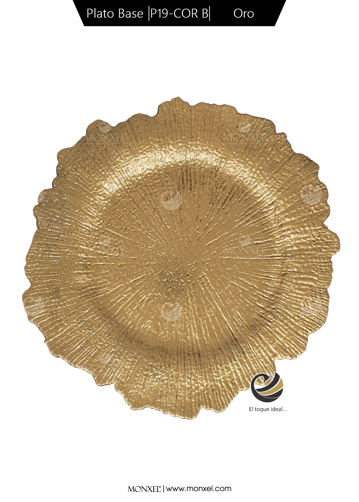 Plato Base P19-COR B Oro 33 cm. (Polipropileno)