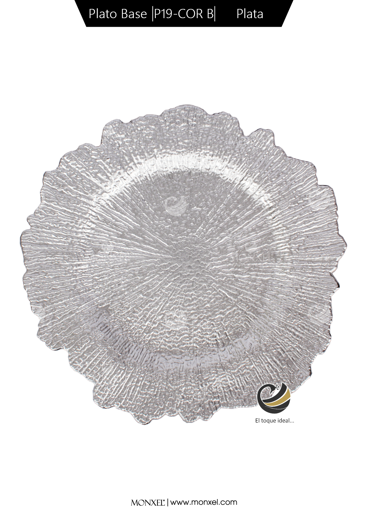 Plato Base P19-COR B Plata 33 cm. (Polipropileno)