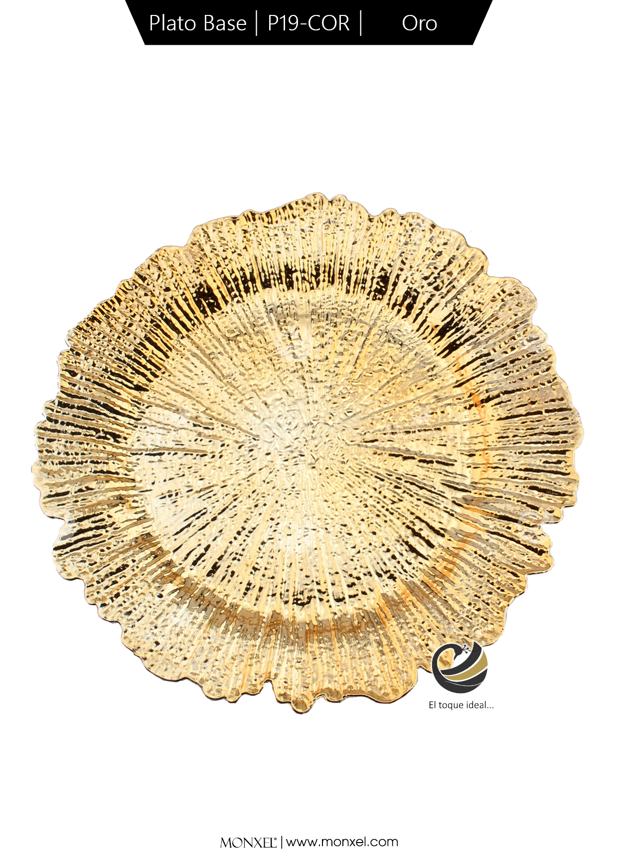 Plato Base P19-COR Oro 33 cm. (Polipropileno)