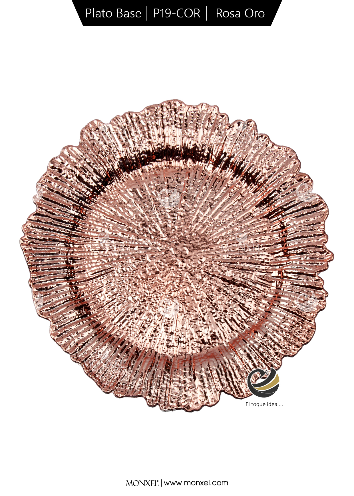 Plato Base P19-COR Rosa Oro 33 cm. (Polipropileno)
