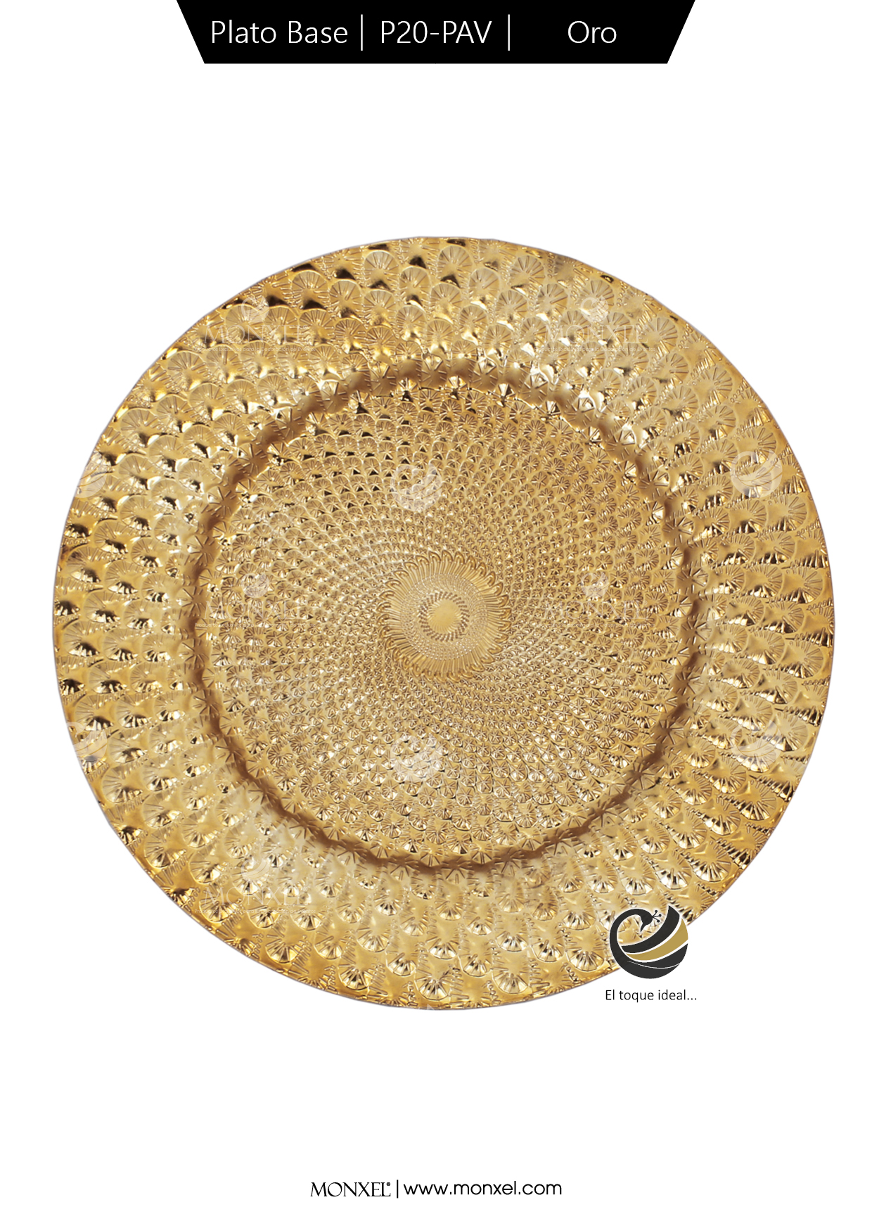 Plato Base P20-PAV Oro 33 cm. (Polipropileno)