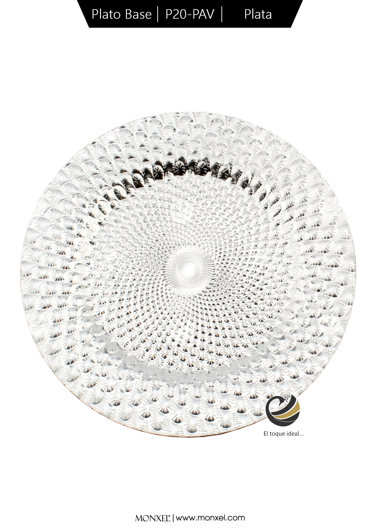 Plato Base P20-PAV Plata 33 cm. (Polipropileno)