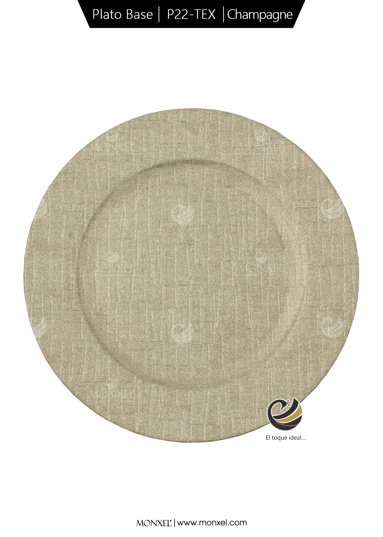 Plato Base P22-TEX Champagne 33 cm. (Polipropileno)